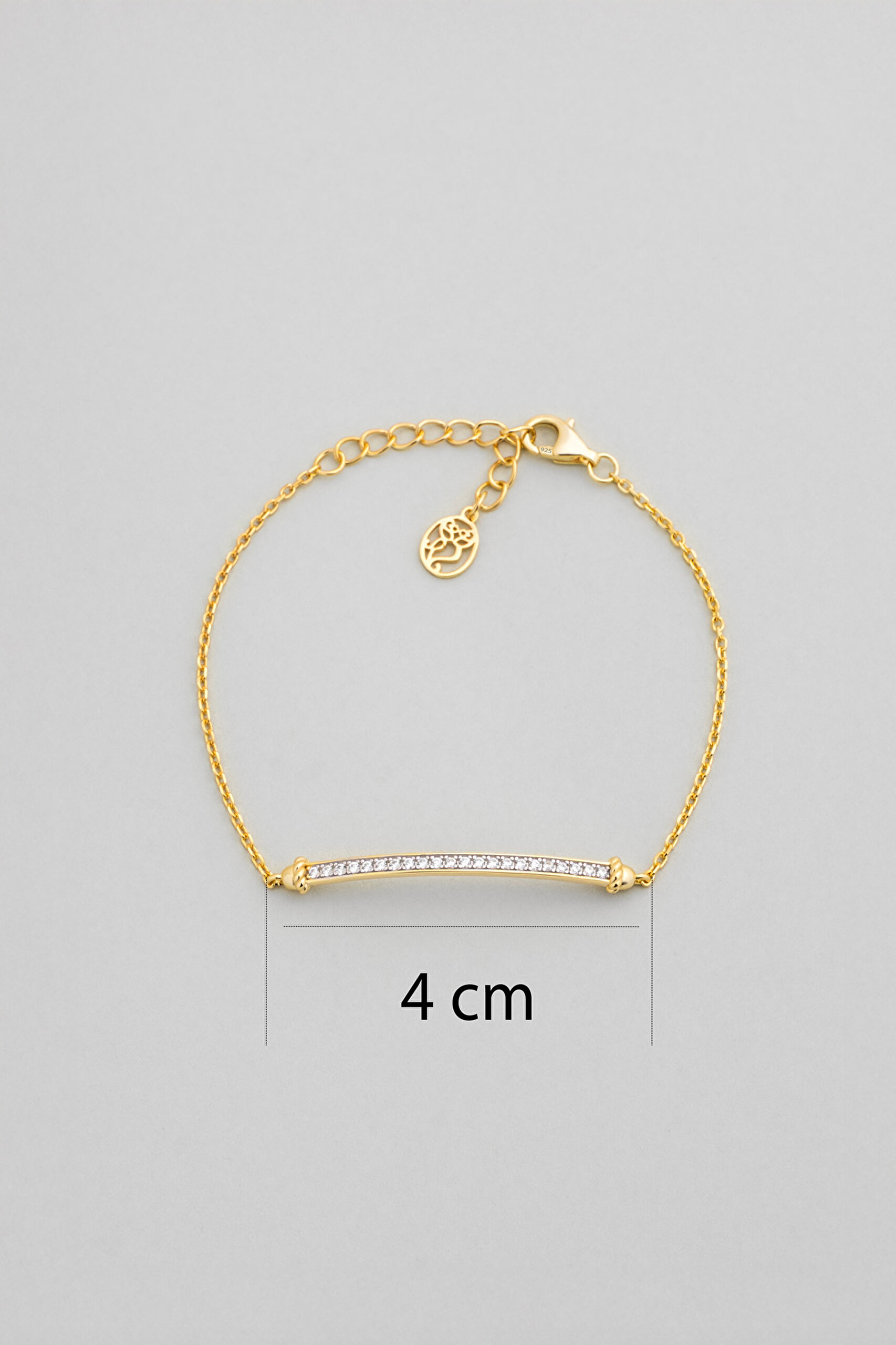 ⁠ Modern Minimal 18 Ayar Sarı Altın Kaplama 19 Cm Gümüş Bileklik_2}