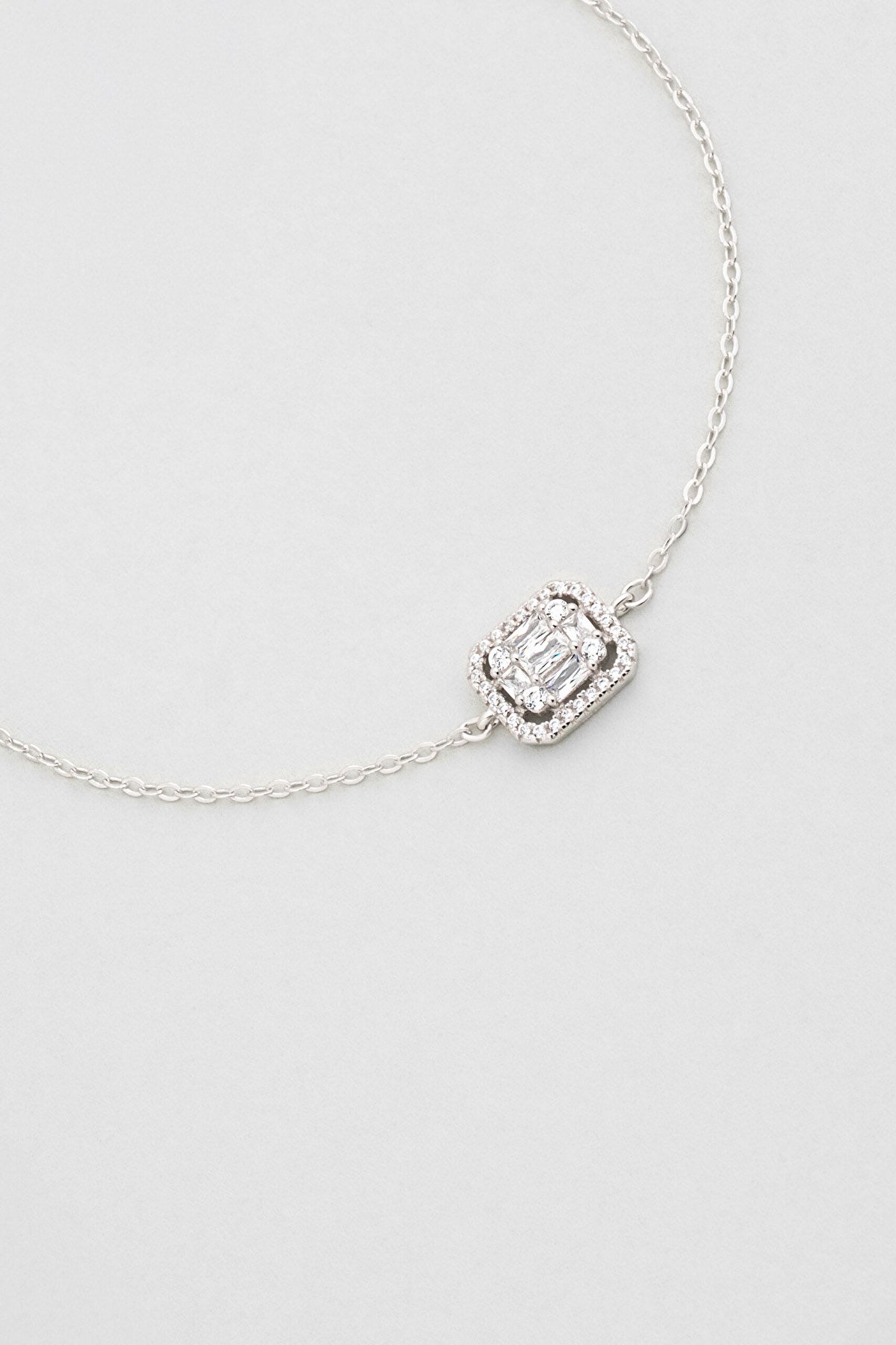 Avangard Baget 18 Ayar Beyaz Altın Kaplama 19 Cm Gümüş Bileklik - 4