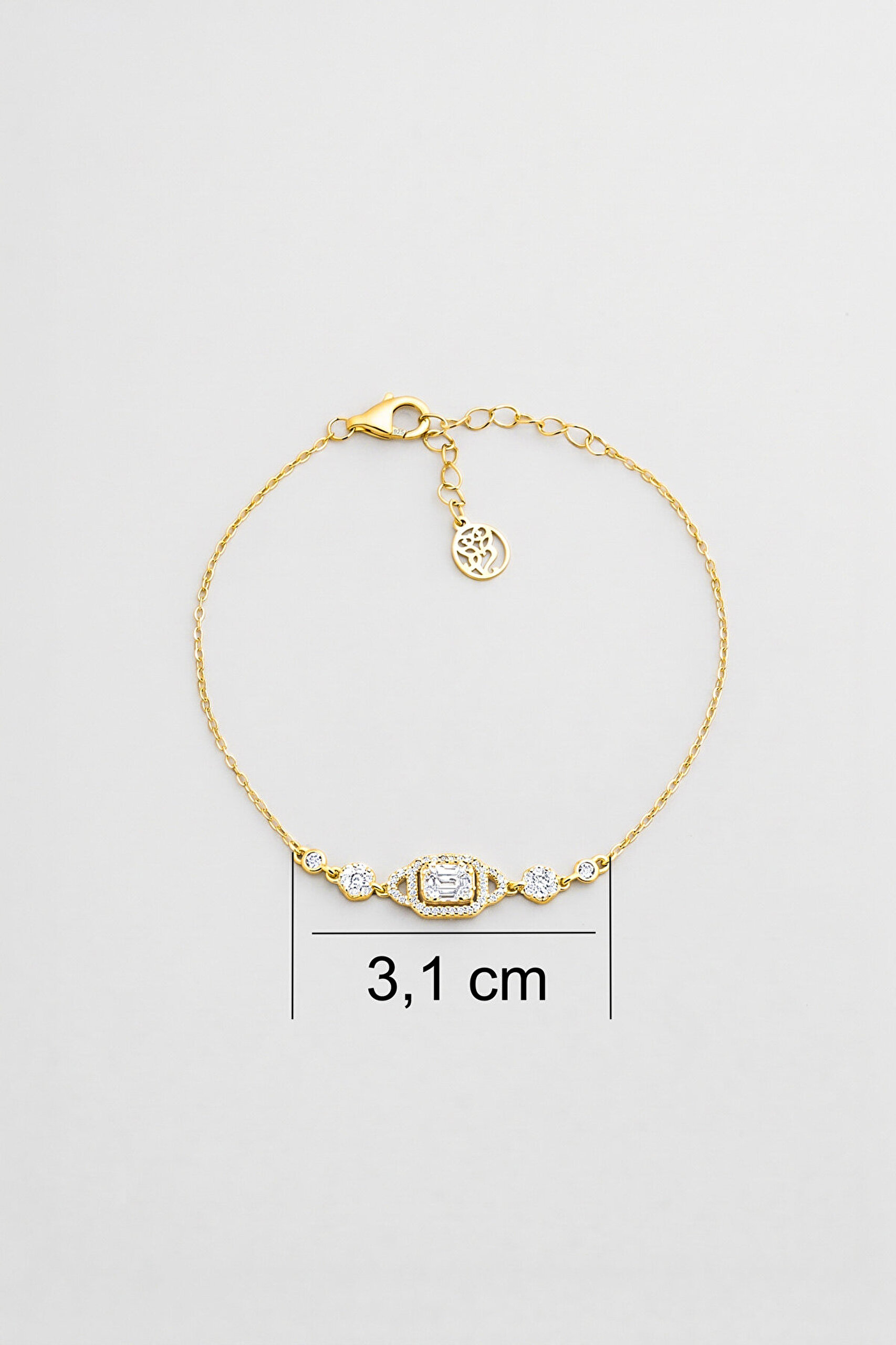 Minimal Baget 18 Ayar Sarı Altın Kaplama 19 Cm Gümüş Bileklik - 2