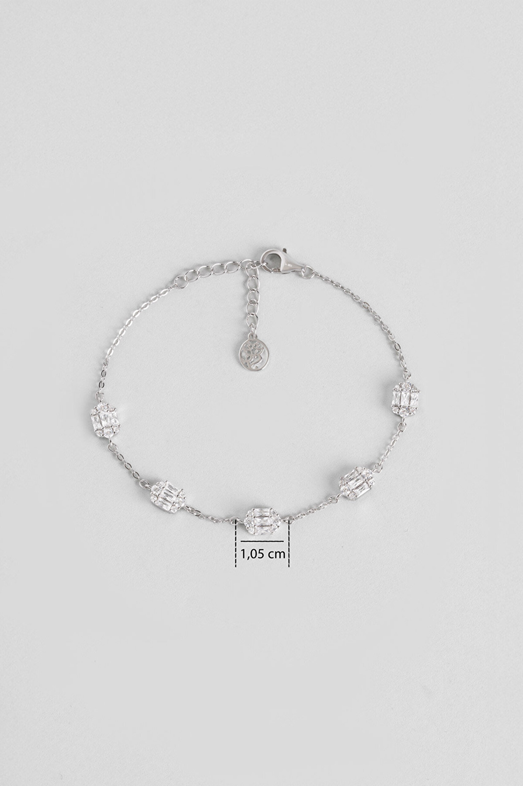 Baget Şıklığı 18 Ayar Beyaz Altın Kaplama 19 Cm Gümüş Bileklik - 2