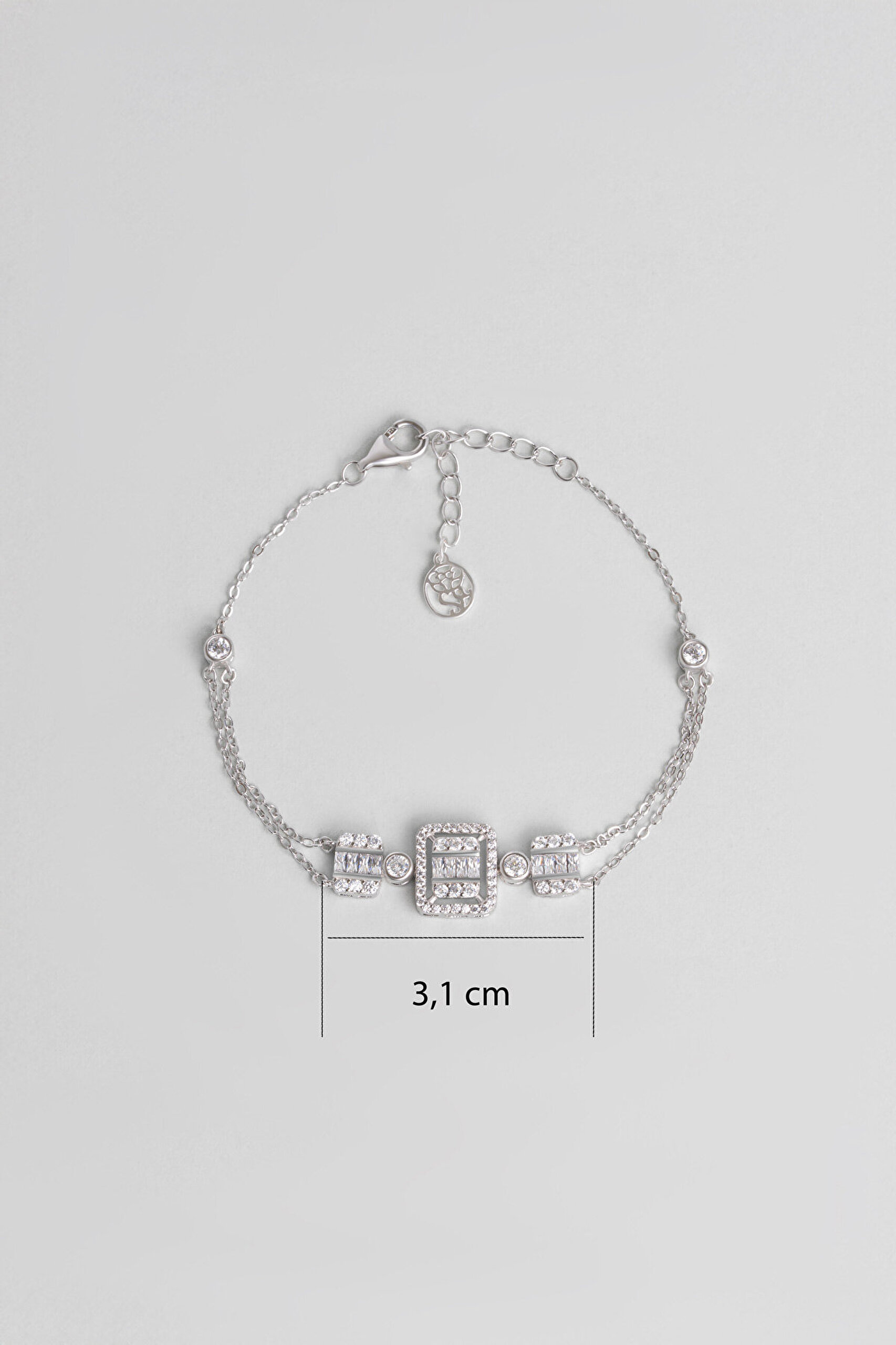 Baget Rüyası 18 Ayar Beyaz Altın Kaplama 19 Cm Gümüş Bileklik - 2