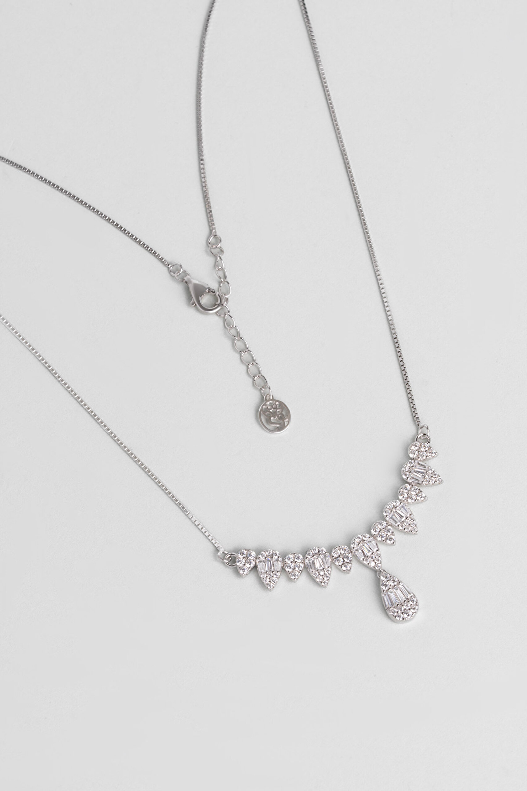 ⁠ Gonca Zarafeti 18 Ayar Beyaz Altın Kaplama 45 Cm Gümüş Kolye_0}