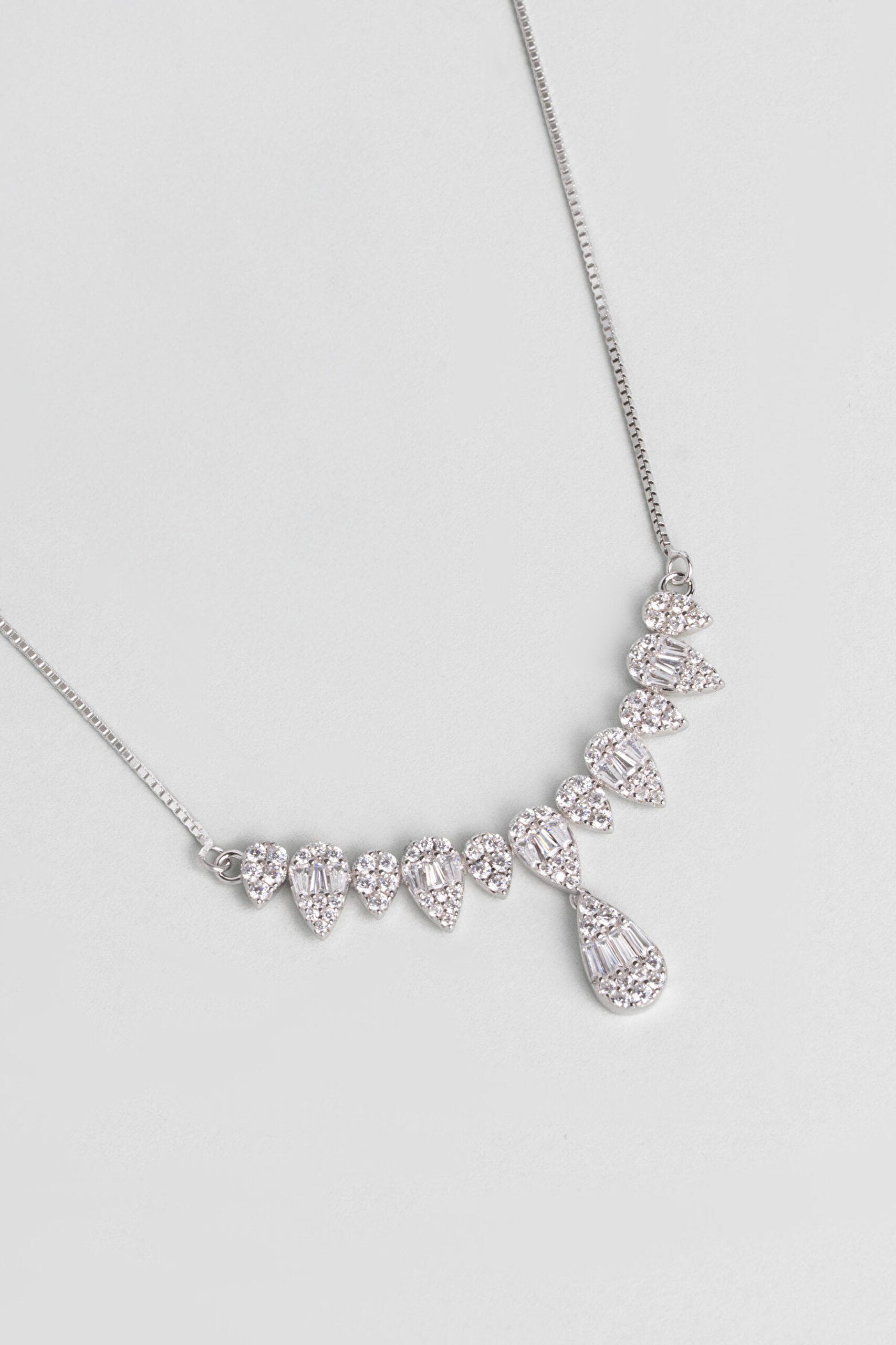 ⁠ Gonca Zarafeti 18 Ayar Beyaz Altın Kaplama 45 Cm Gümüş Kolye_4}