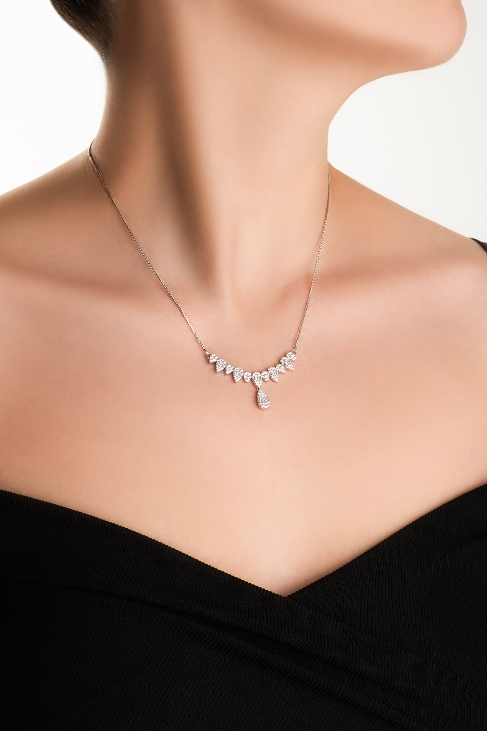 ⁠ Gonca Zarafeti 18 Ayar Beyaz Altın Kaplama 45 Cm Gümüş Kolye_3}