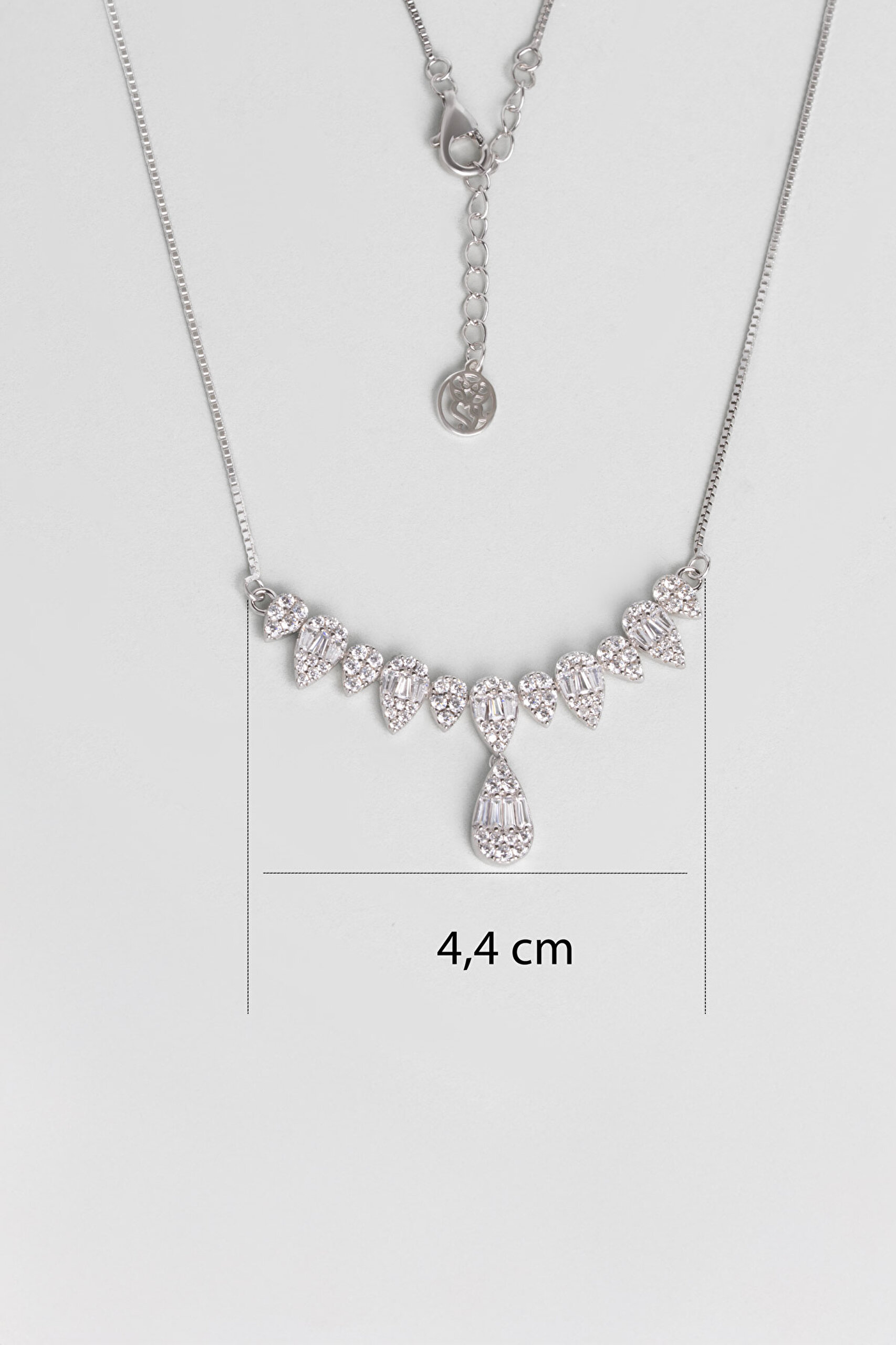 ⁠ Gonca Zarafeti 18 Ayar Beyaz Altın Kaplama 45 Cm Gümüş Kolye_2}