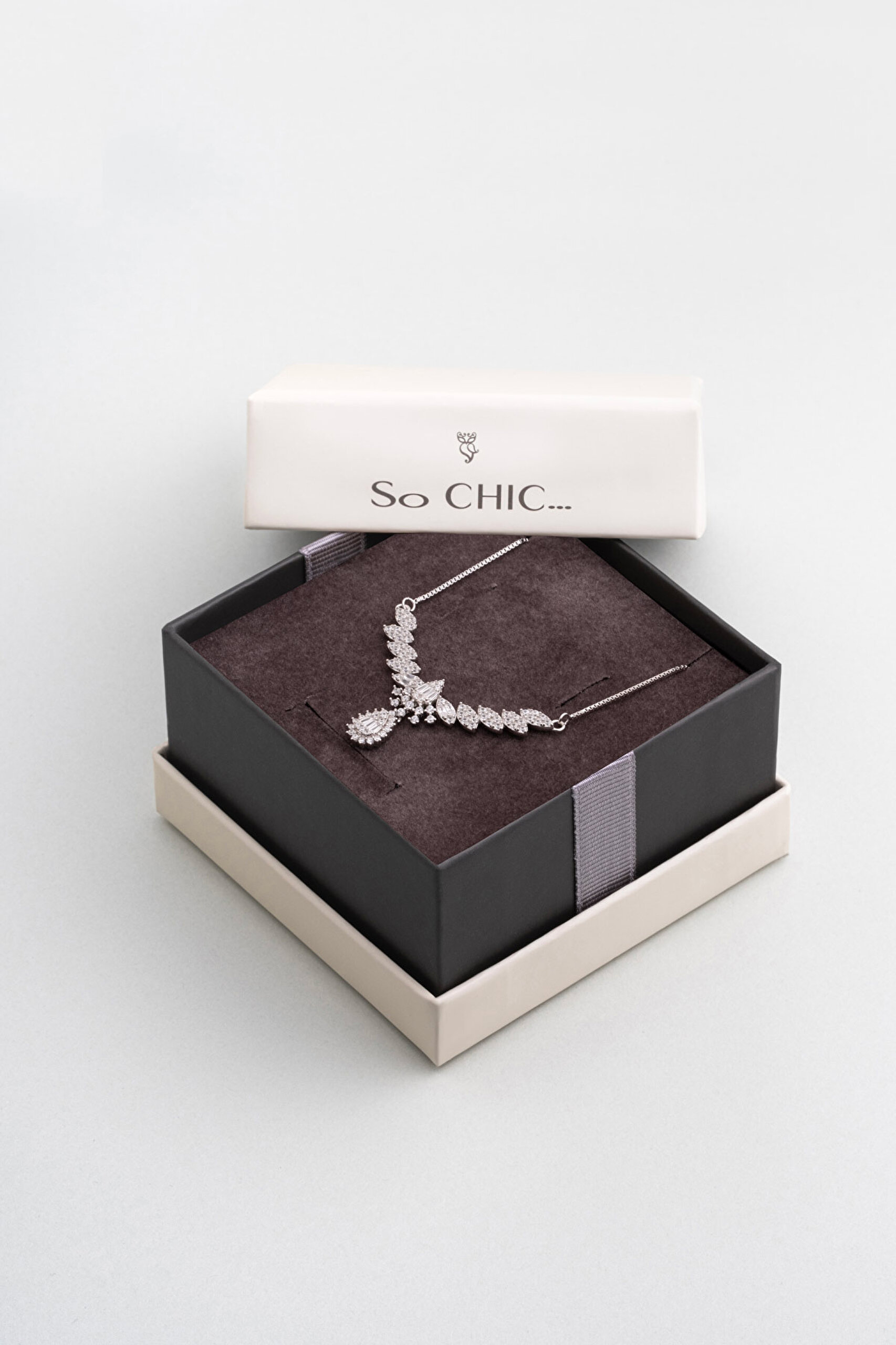 ⁠ Gelin Çiçeği 18 Ayar Beyaz Altın Kaplama 45 Cm Gümüş Kolye_5}