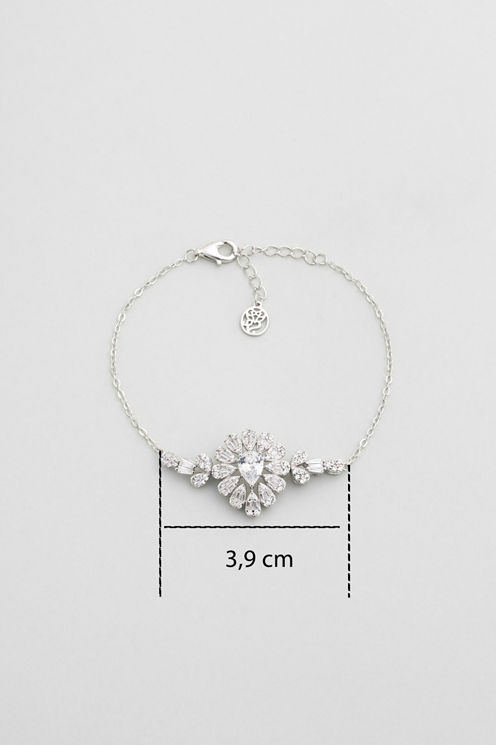 ⁠ Begonvil Çiçeği 18 Ayar Beyaz Altın Kaplama 19 Cm Gümüş Bileklik_1}