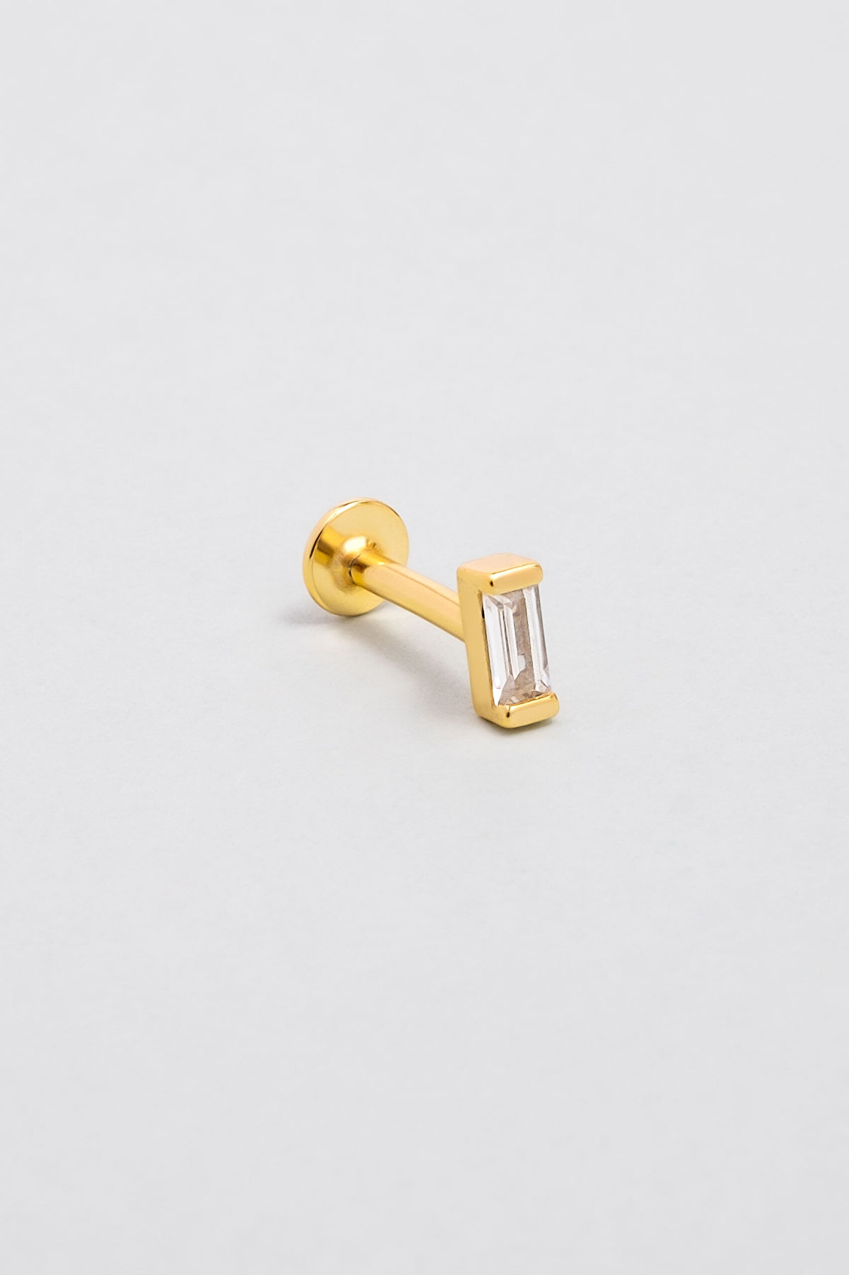 ⁠ Baget Işıltısı 18 Ayar Sarı Altın Kaplama Gümüş Tragus-Helix Piercing_0}