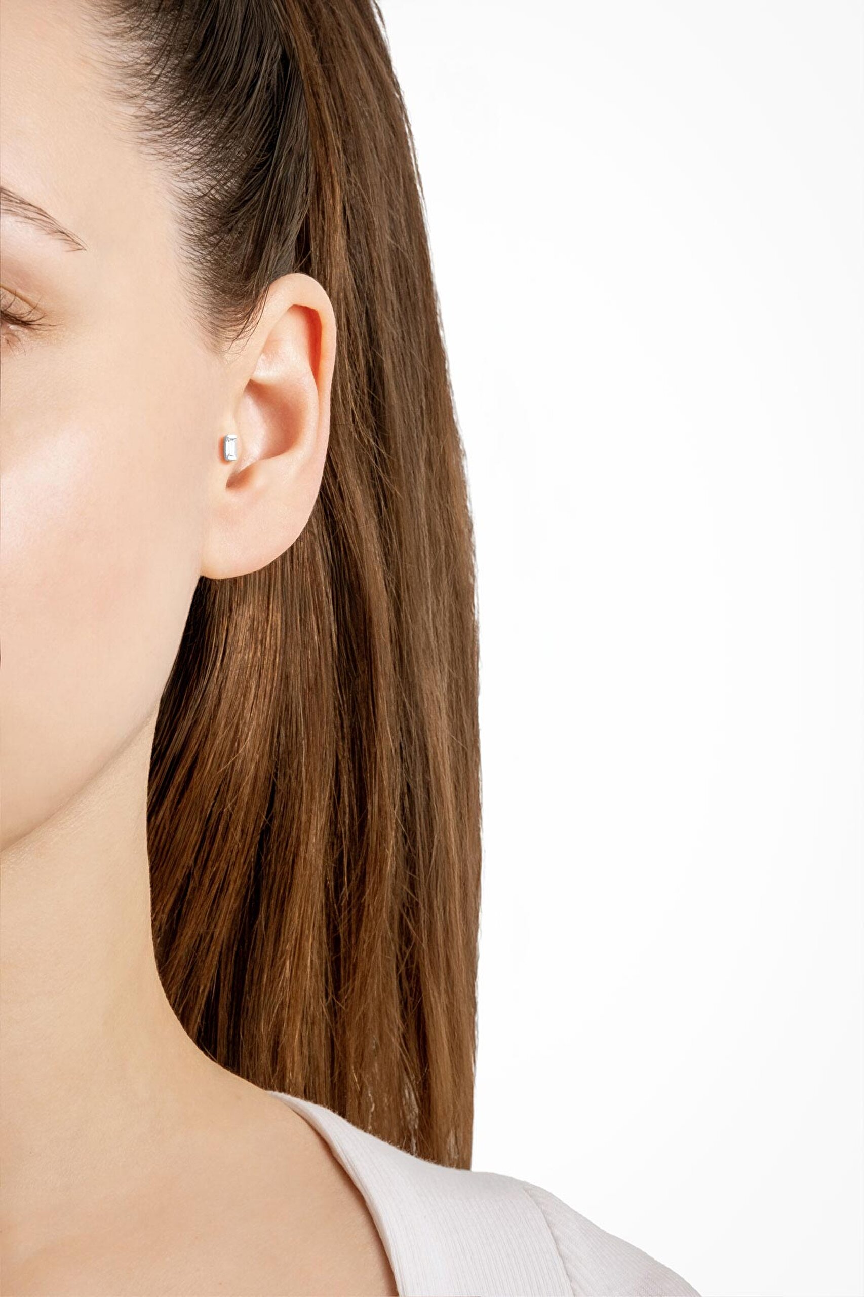 ⁠ Baget Işıltısı 18 Ayar Beyaz Altın Kaplama Gümüş Tragus-Helix Piercing_3}