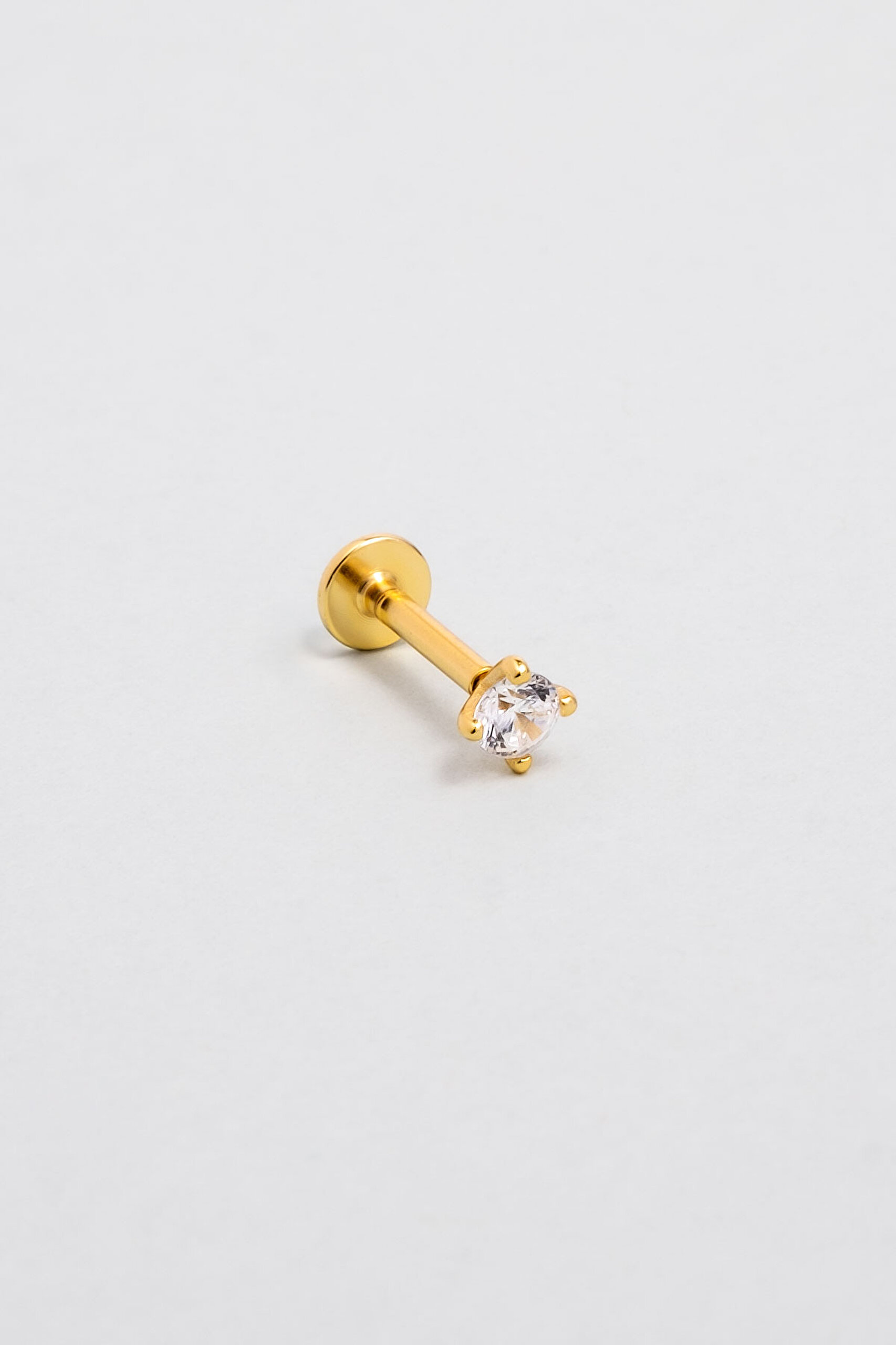 ⁠ Zirkon Işıltısı 18 Ayar Sarı Altın Kaplama Gümüş Tragus-Helix Piercing_0}