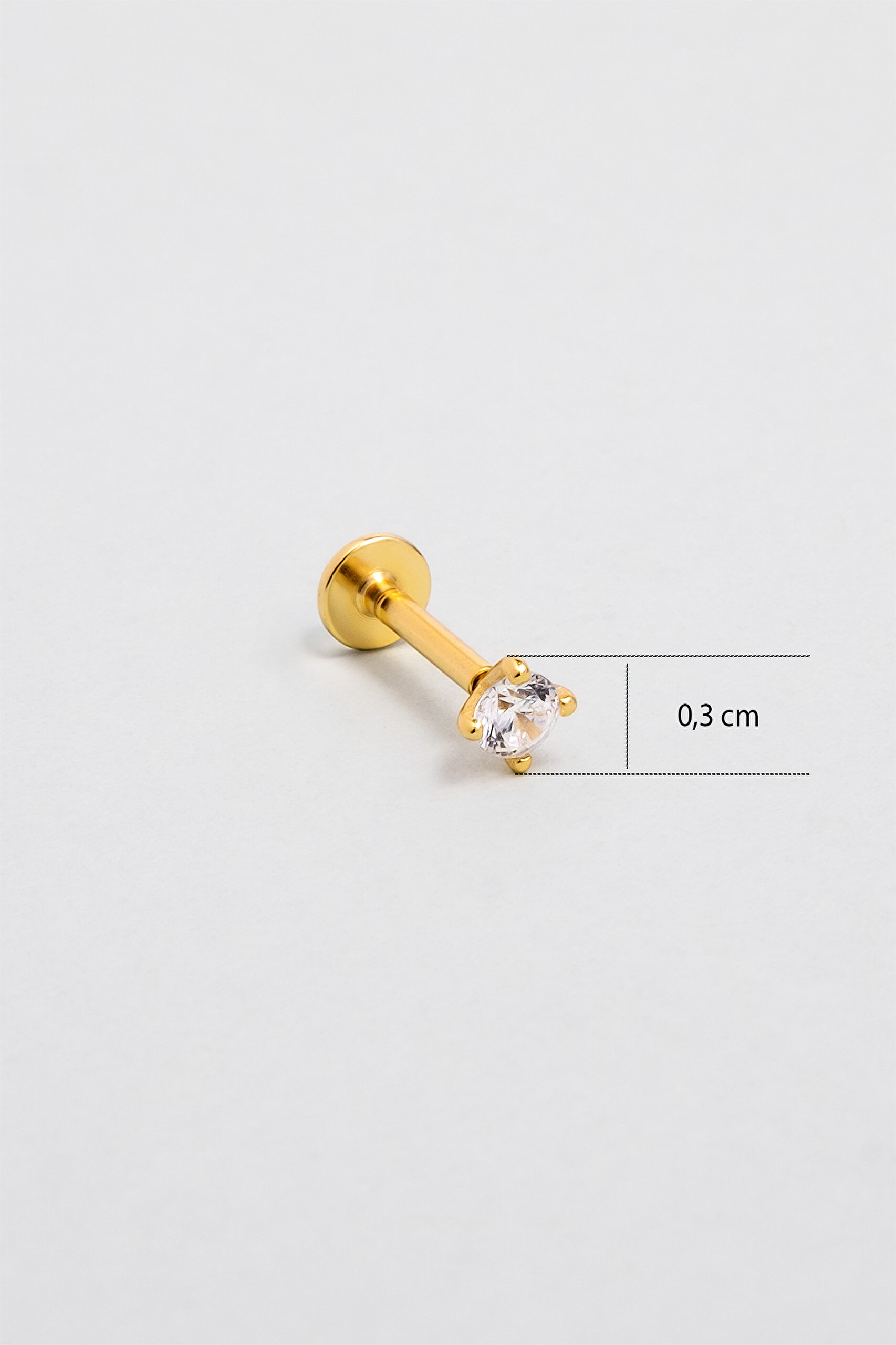 ⁠ Zirkon Işıltısı 18 Ayar Sarı Altın Kaplama Gümüş Tragus-Helix Piercing_2}