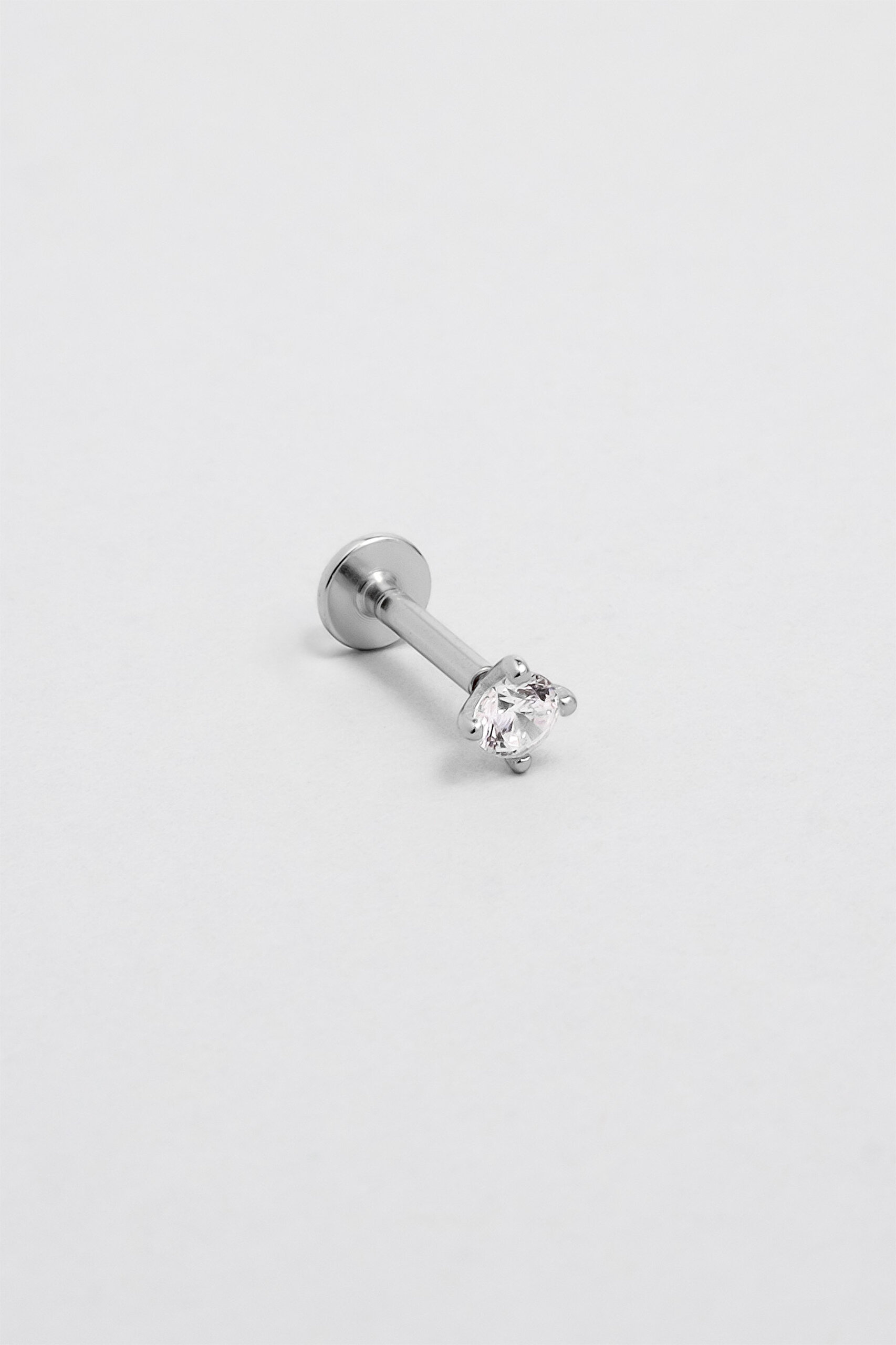 ⁠ Zirkon Işıltısı 18 Ayar Beyaz Altın Kaplama Gümüş Tragus-Helix Piercing_0}