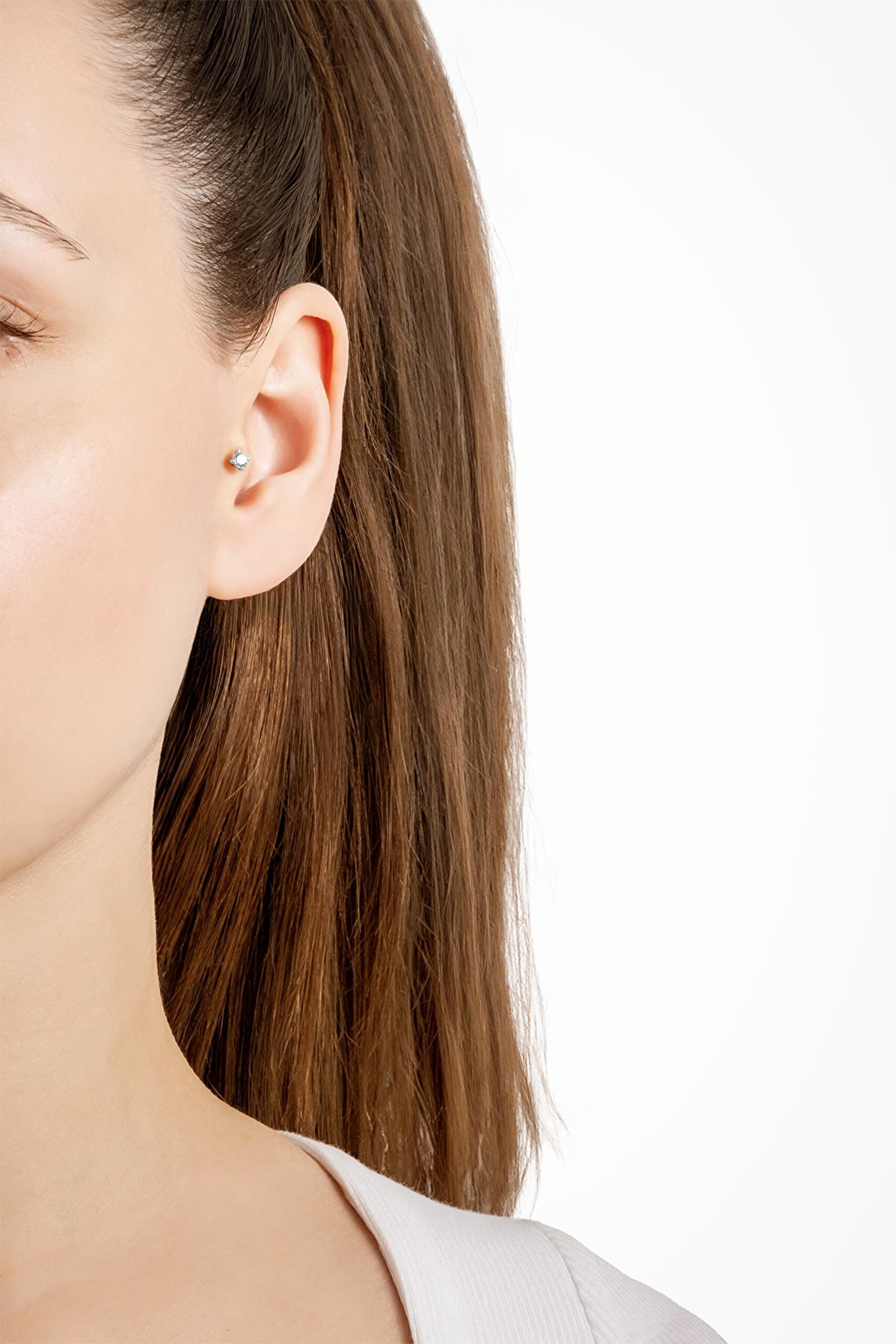 ⁠ Zirkon Işıltısı 18 Ayar Beyaz Altın Kaplama Gümüş Tragus-Helix Piercing_3}