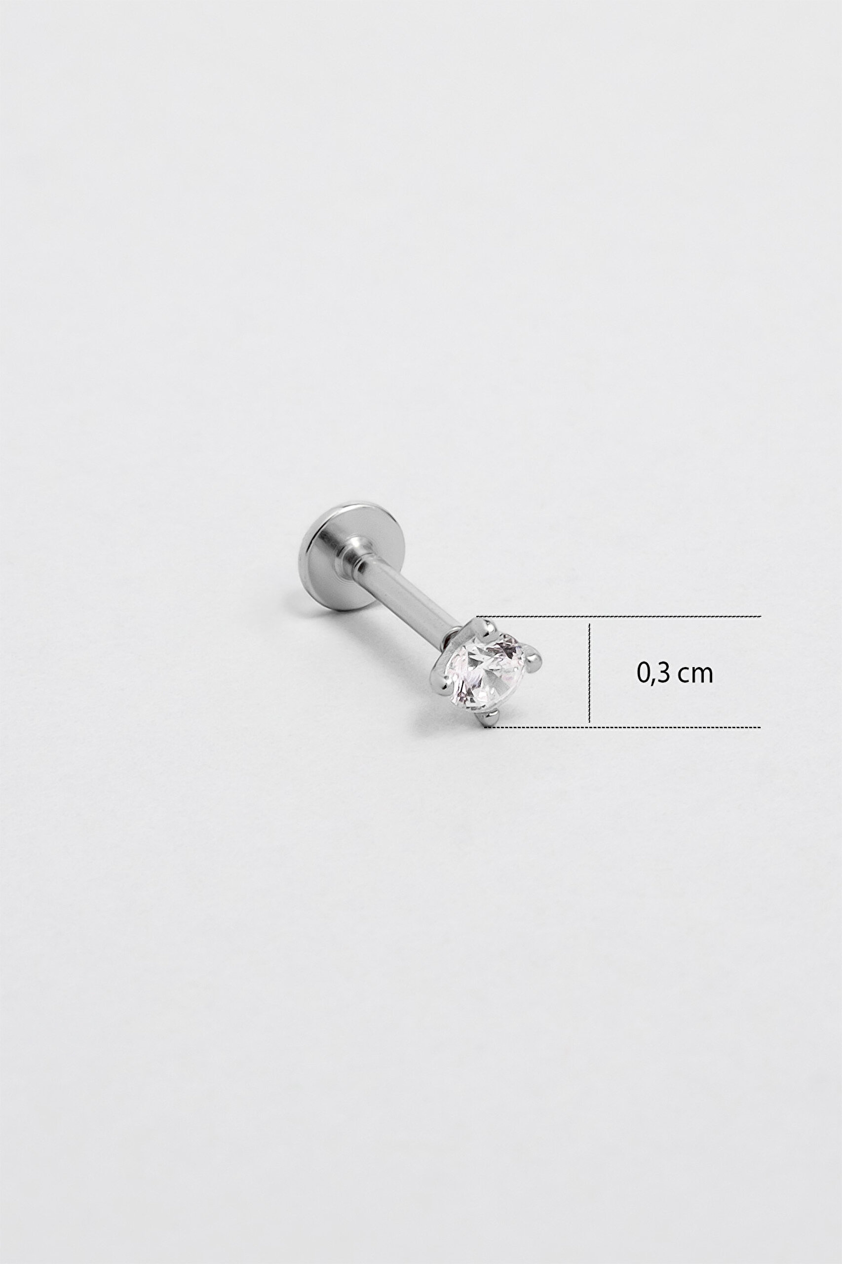 ⁠ Zirkon Işıltısı 18 Ayar Beyaz Altın Kaplama Gümüş Tragus-Helix Piercing_2}