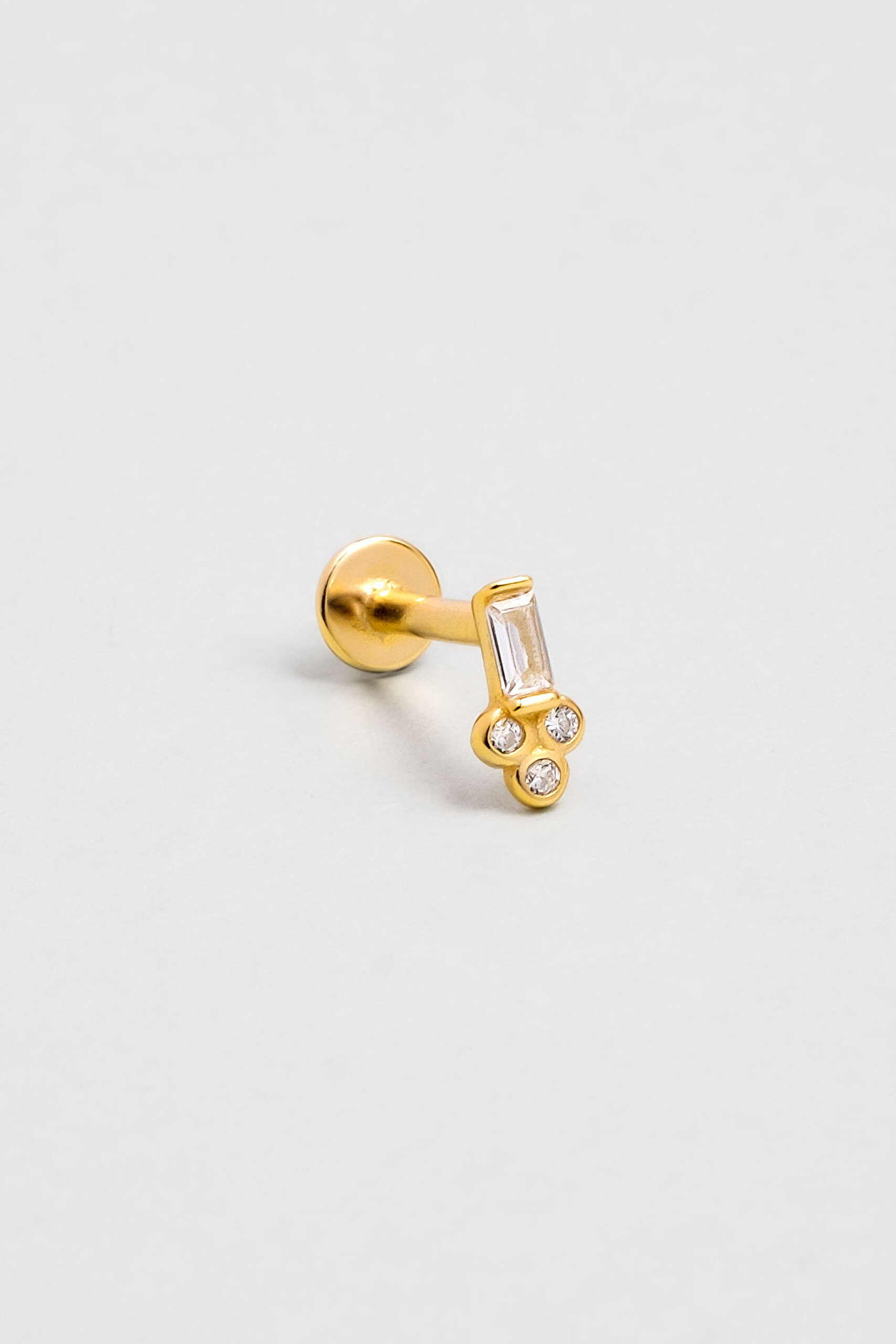 ⁠ Baget Kesim 18 Ayar Sarı Altın Kaplama Gümüş Tragus-Helix Piercing_0}