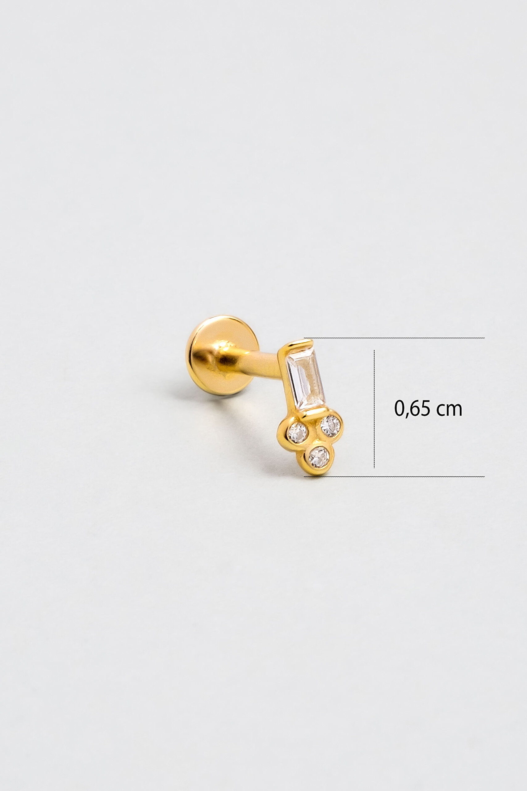 ⁠ Baget Kesim 18 Ayar Sarı Altın Kaplama Gümüş Tragus-Helix Piercing_2}