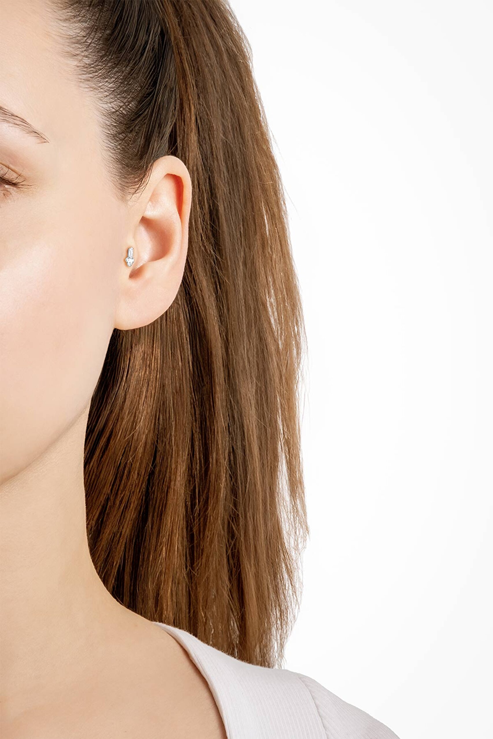 ⁠ Baget Kesim 18 Ayar Beyaz Altın Kaplama Gümüş Tragus-Helix Piercing_3}
