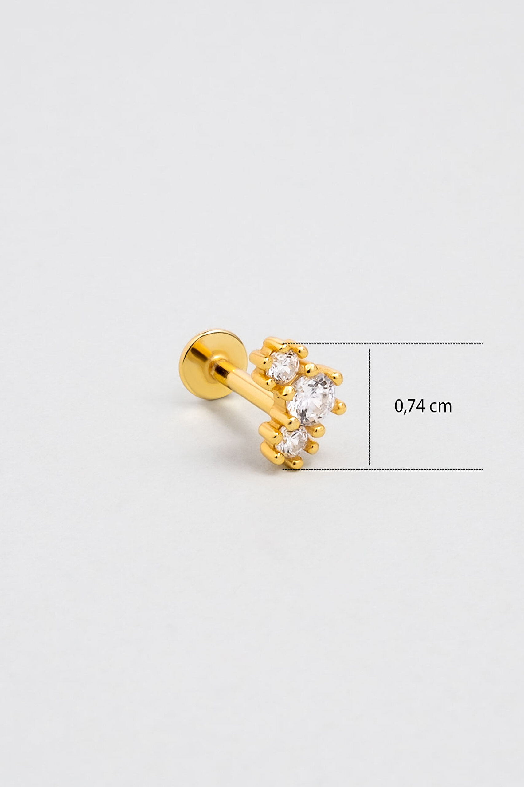 ⁠ Yıldız Dizilimi 18 Ayar Sarı Altın Kaplama Gümüş Tragus-Helix Piercing_2}