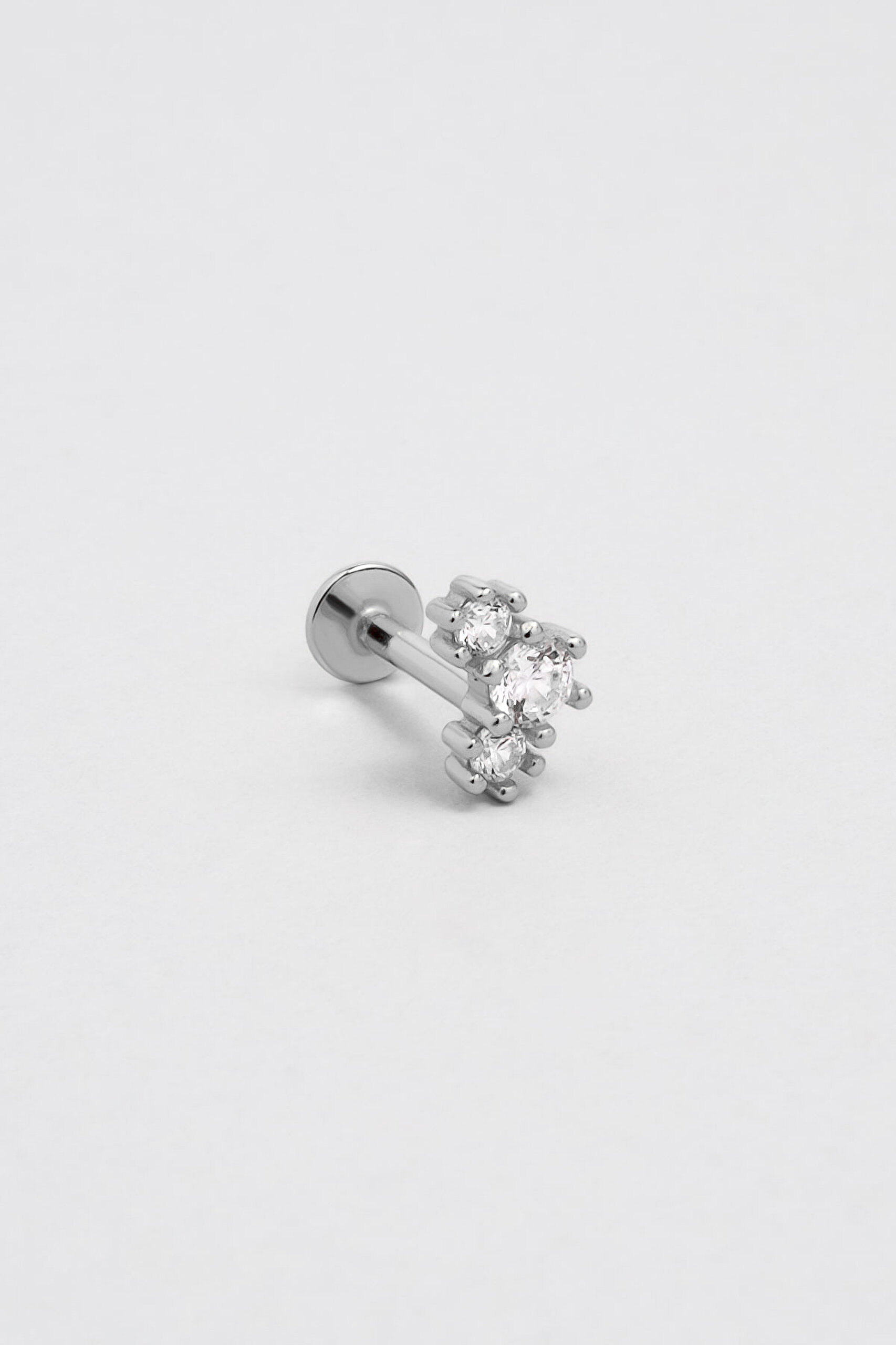 ⁠ Yıldız Dizilimi 18 Ayar Beyaz Altın Kaplama Gümüş Tragus-Helix Piercing_0}