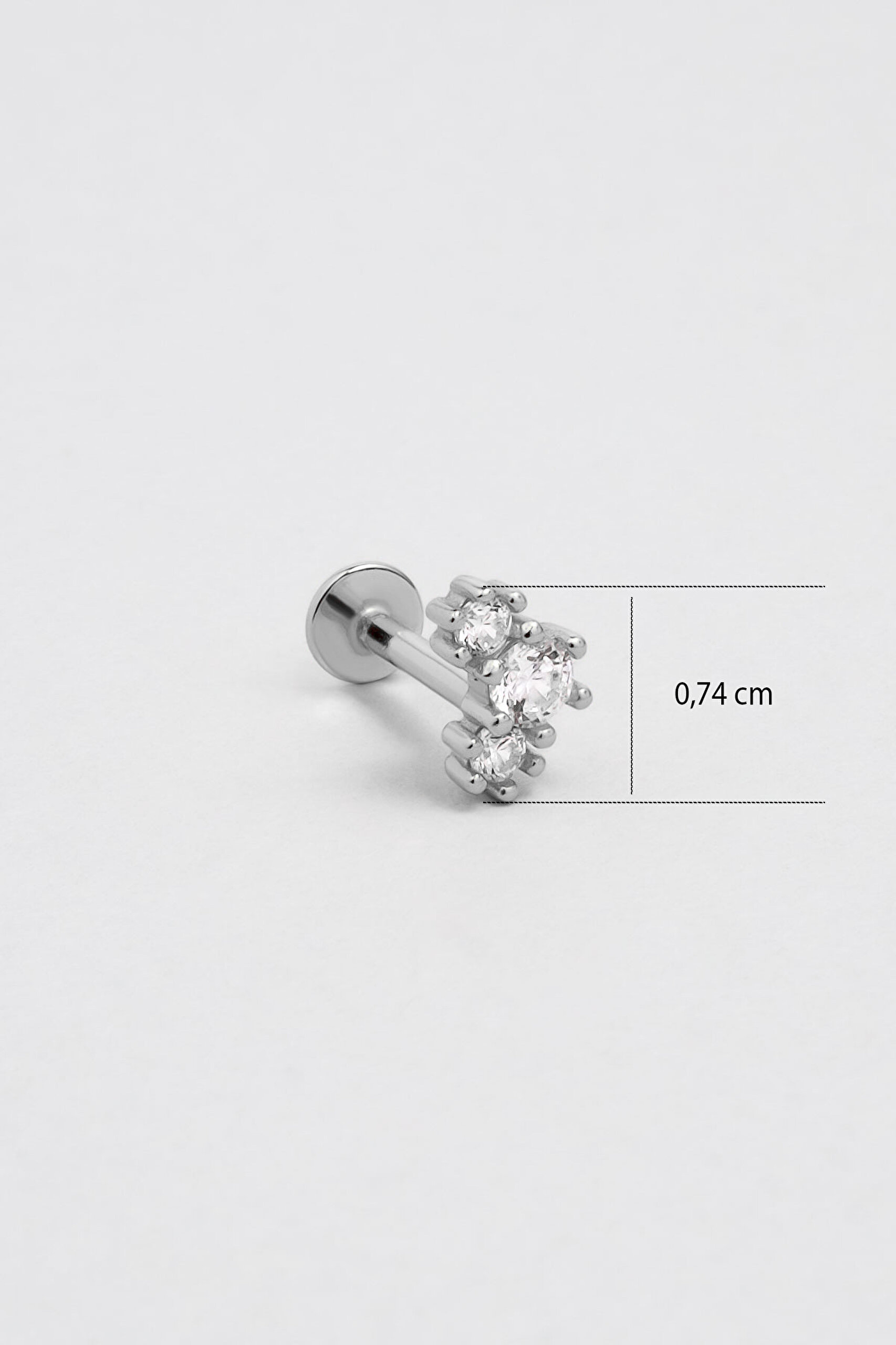 ⁠ Yıldız Dizilimi 18 Ayar Beyaz Altın Kaplama Gümüş Tragus-Helix Piercing_2}