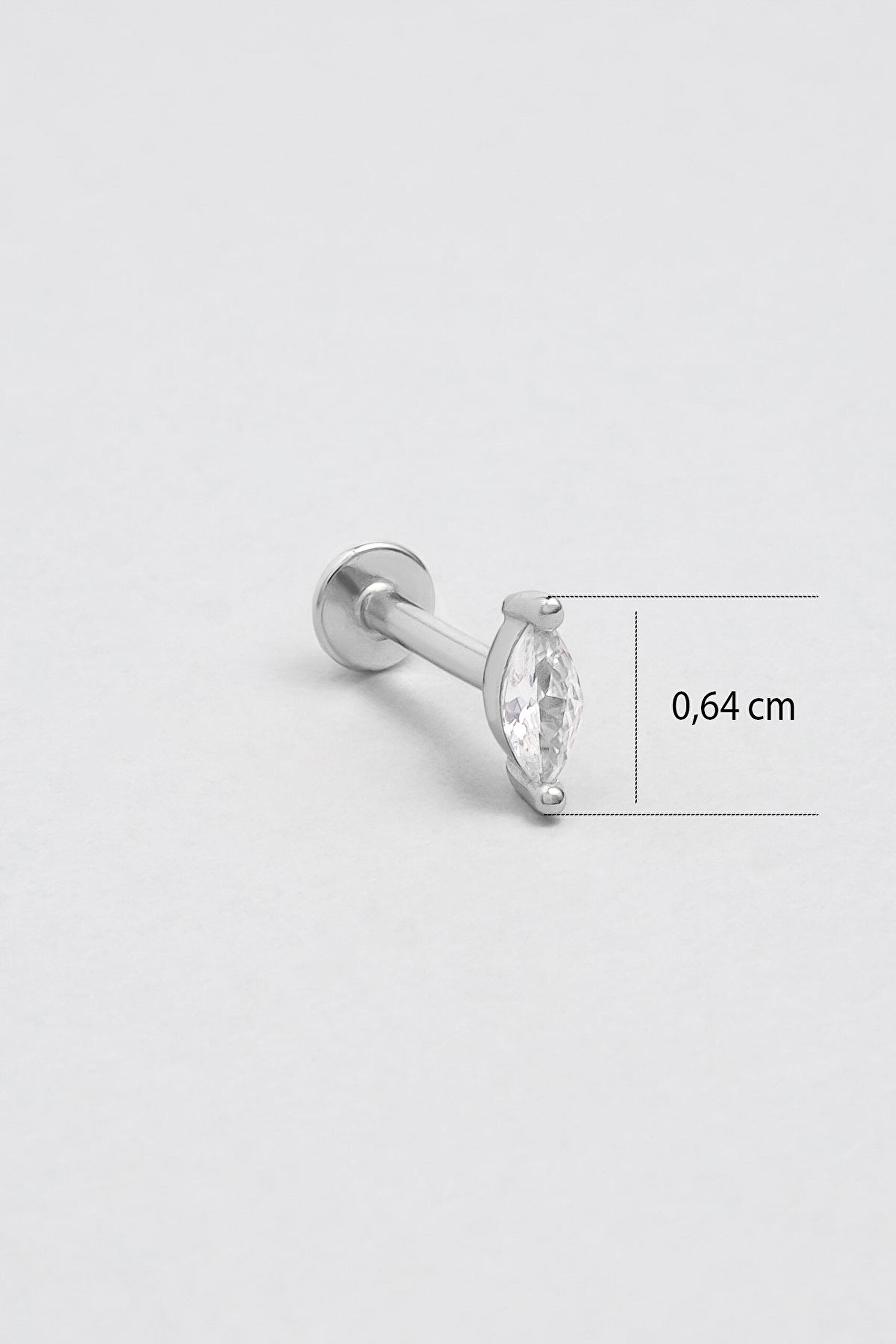 ⁠ Markiz Kesim 18 Ayar Beyaz Altın Kaplama Gümüş Tragus-Helix Piercing_2}