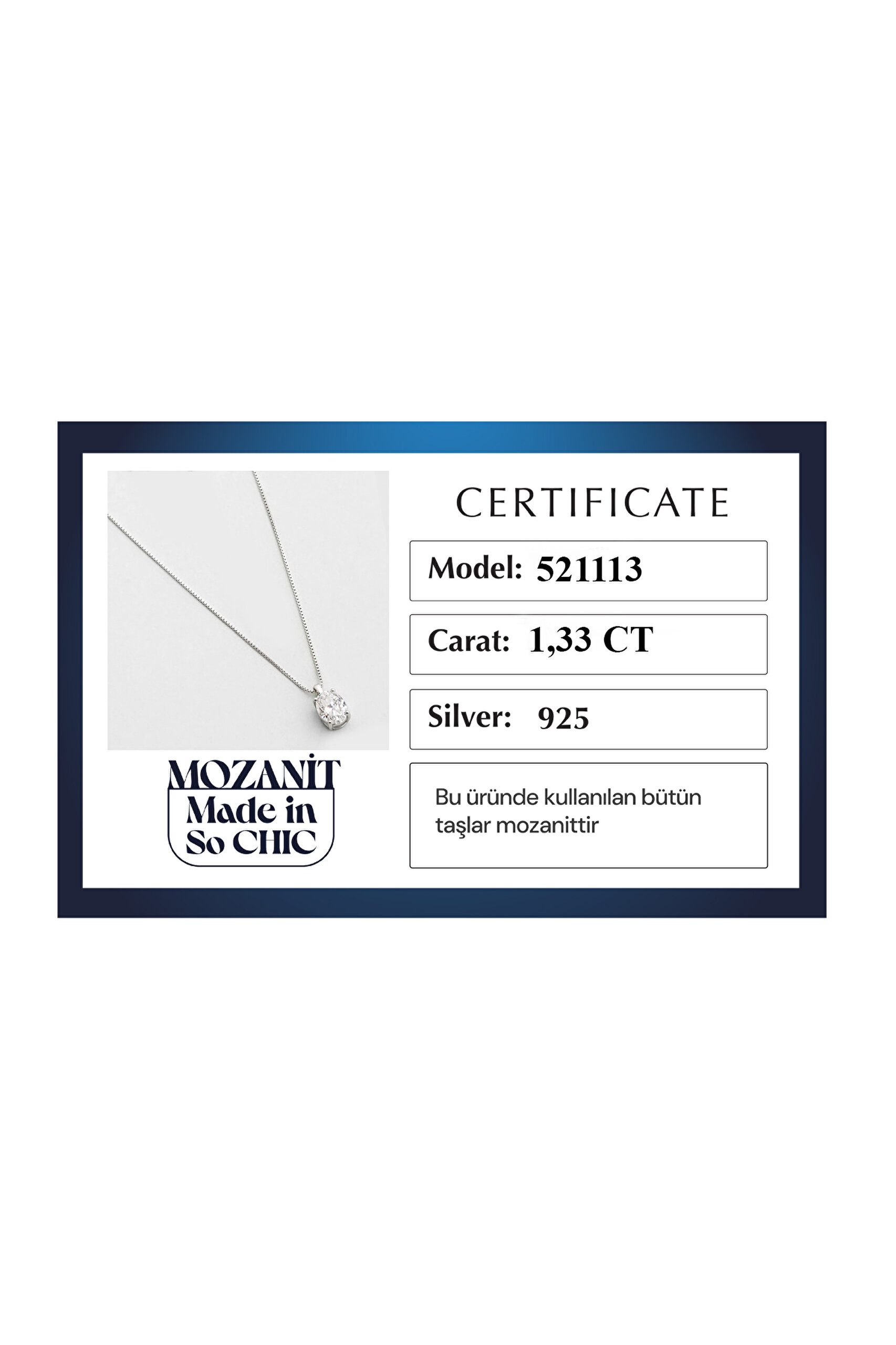 ⁠ Mozanit Büyüsü 18 Ayar Beyaz Altın Kaplama 44 Cm Gümüş Kolye_4}