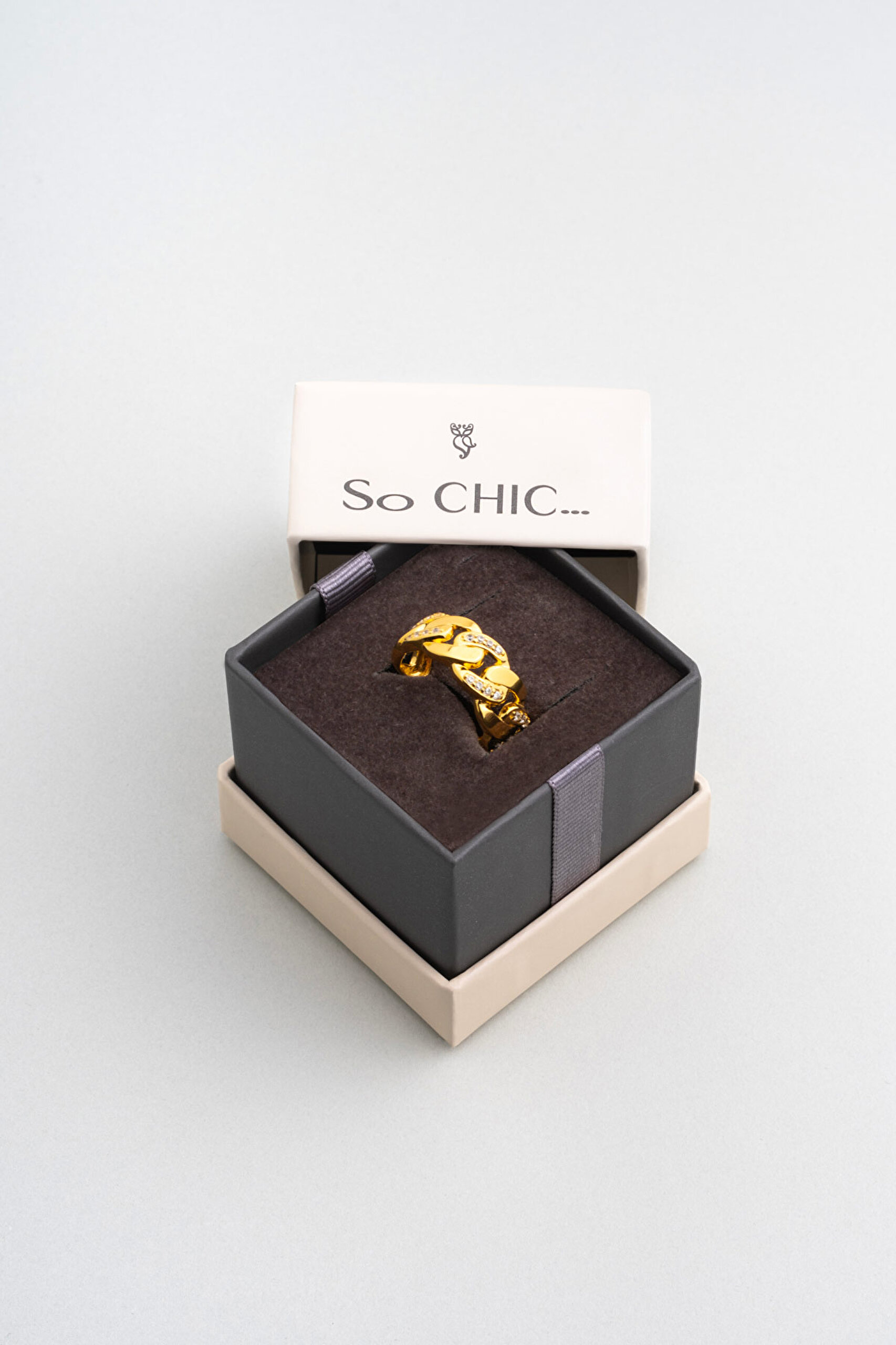 ⁠ Juliet 18 Ayar Sarı Altın Kaplama Gümüş Yüzük_4}