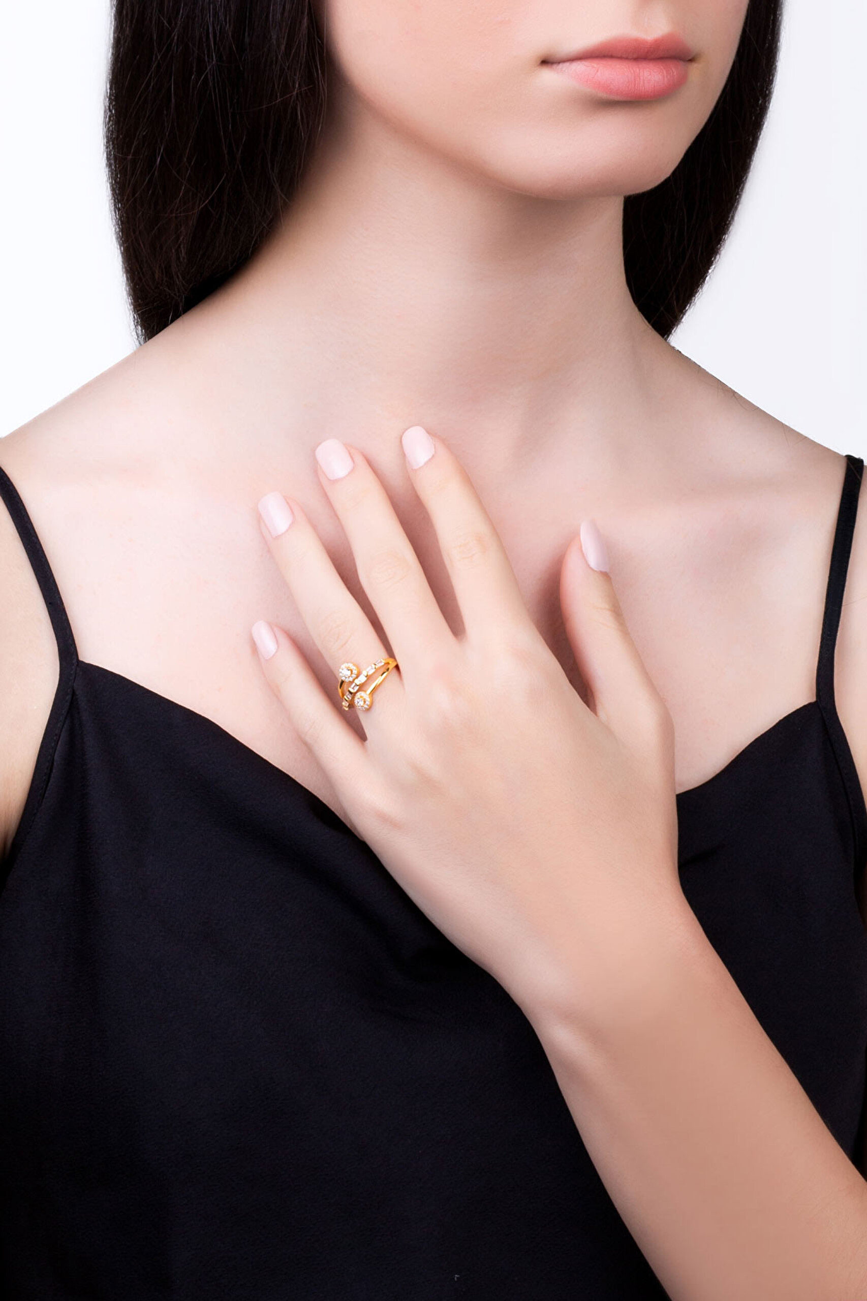 ⁠ Ay Işığı 18 Ayar Sarı Altın Kaplama Gümüş Yüzük_3}