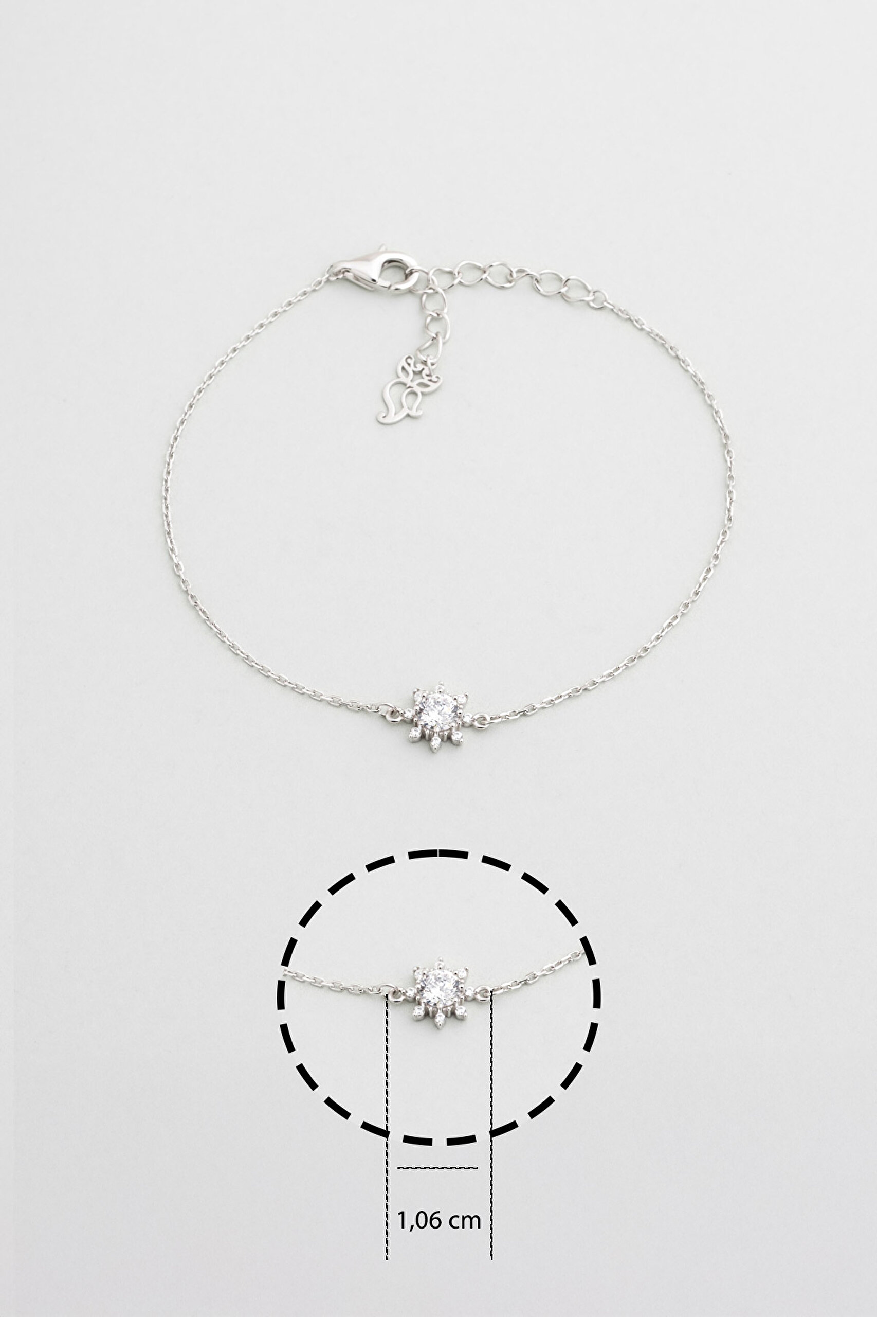 ⁠ Sonsuzluk Çiçeği 18 Ayar Beyaz Altın Kaplama 19 Cm Gümüş Bileklik_2}