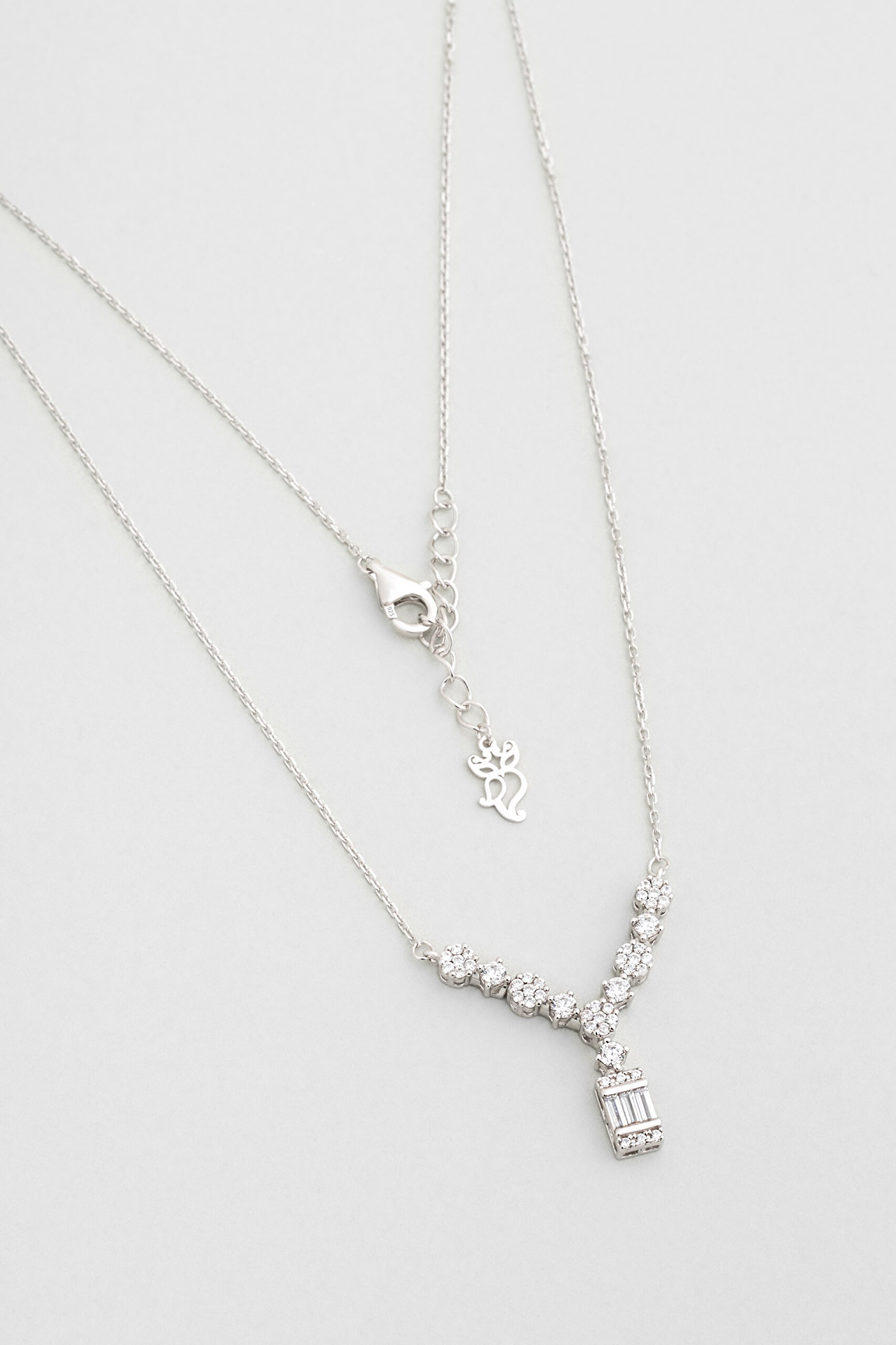 ⁠ Işık Yolu 18 Ayar Beyaz Altın Kaplama 45 Cm Gümüş Kolye_0}