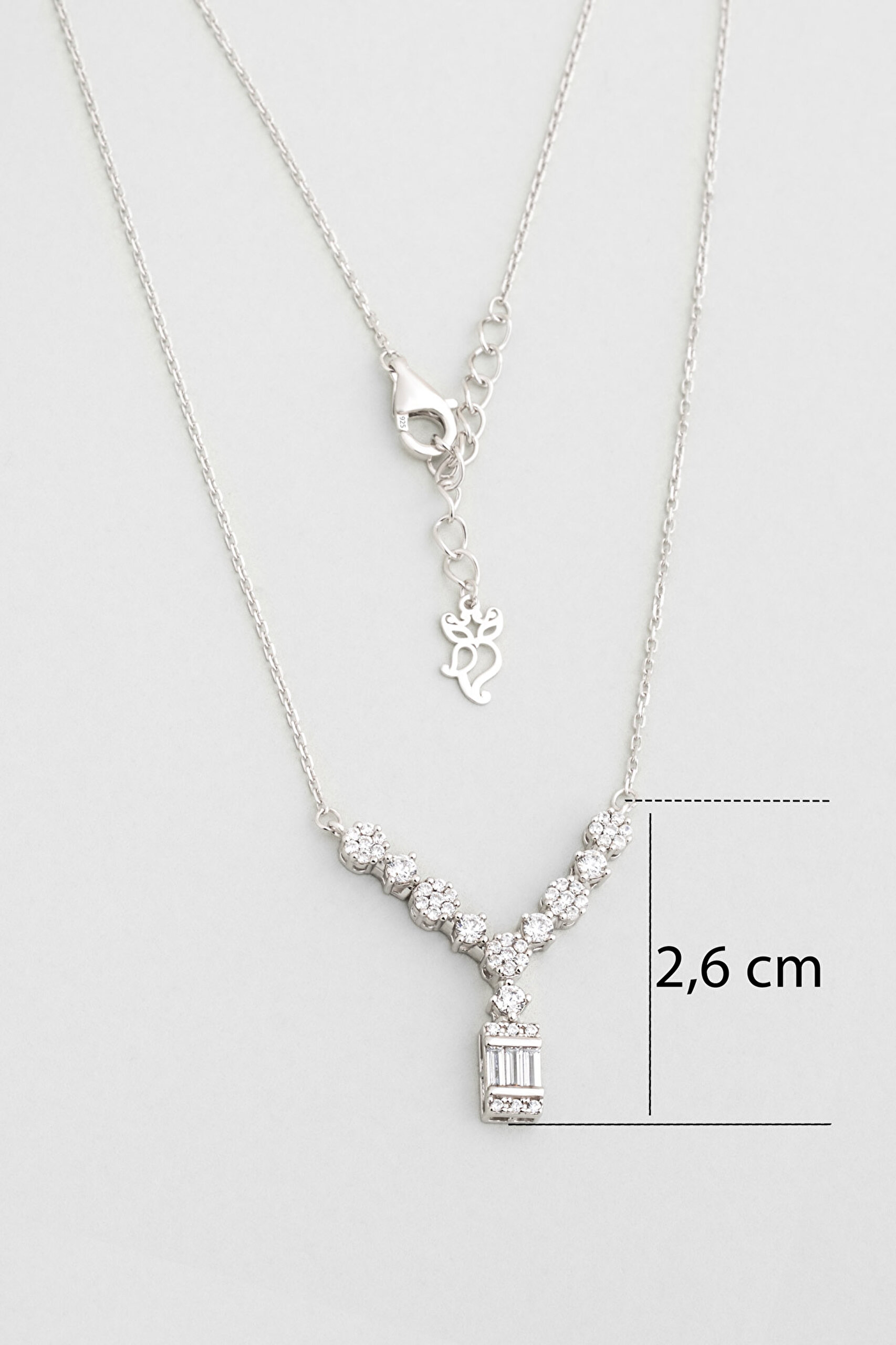 ⁠ Işık Yolu 18 Ayar Beyaz Altın Kaplama 45 Cm Gümüş Kolye_2}