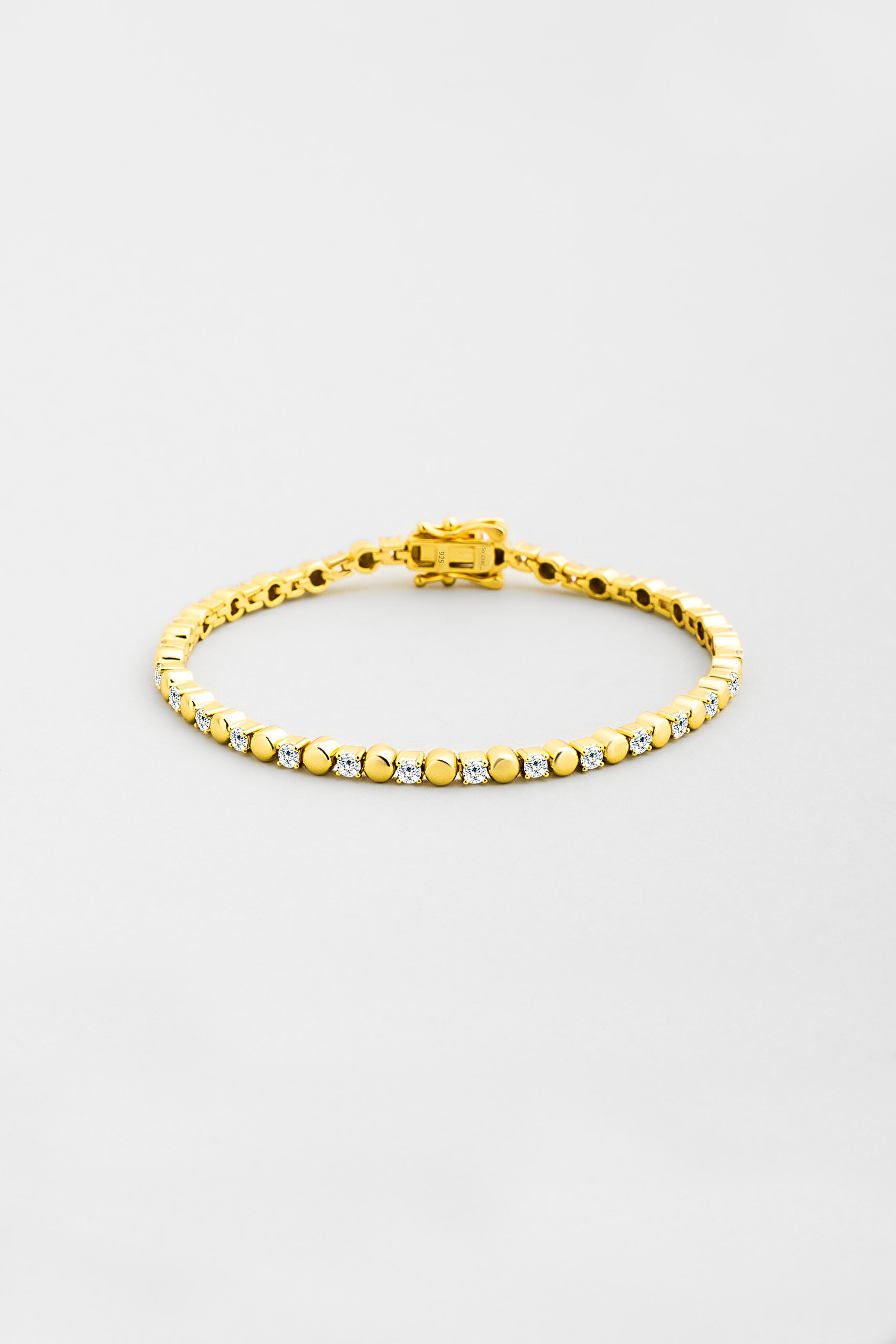 ⁠ Venüs 18 Ayar Sarı Altın Kaplama Gümüş Tasarım Bileklik_0}