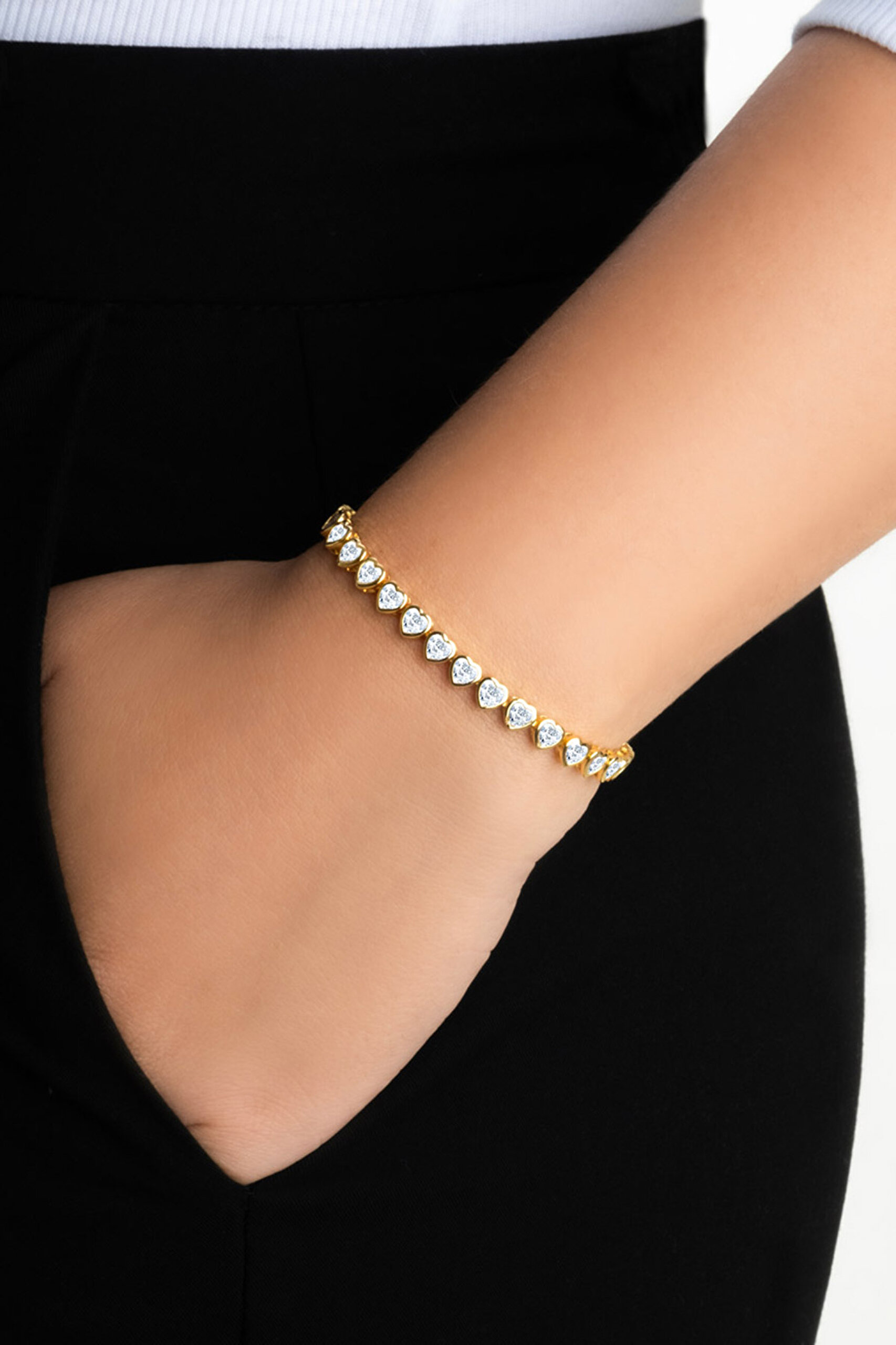 ⁠ Love 18 Ayar Sarı Altın Kaplama Gümüş Su Yolu Bileklik_1}