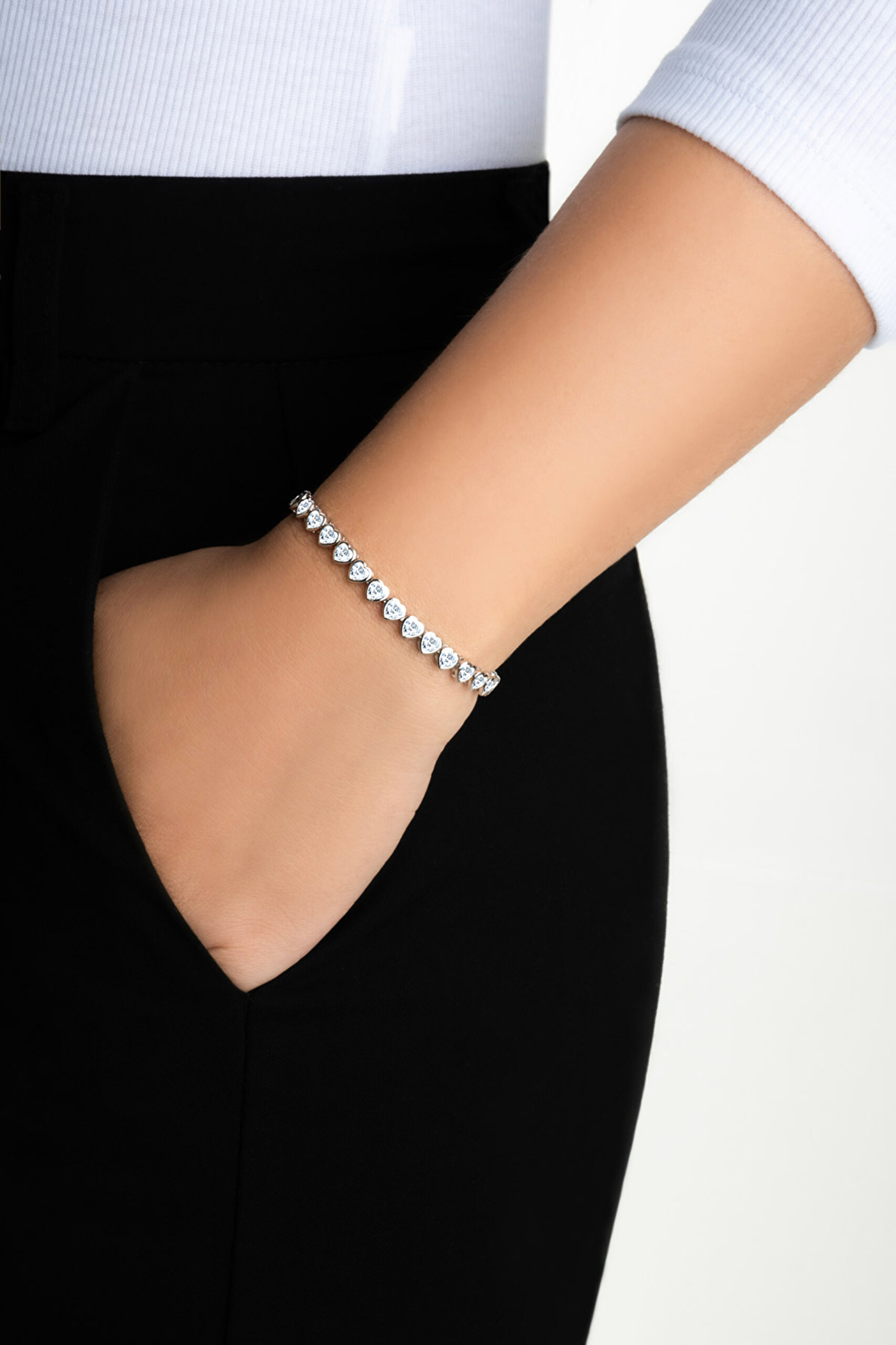 ⁠ Love 18 Ayar Beyaz Altın Kaplama Gümüş Su Yolu Bileklik_3}