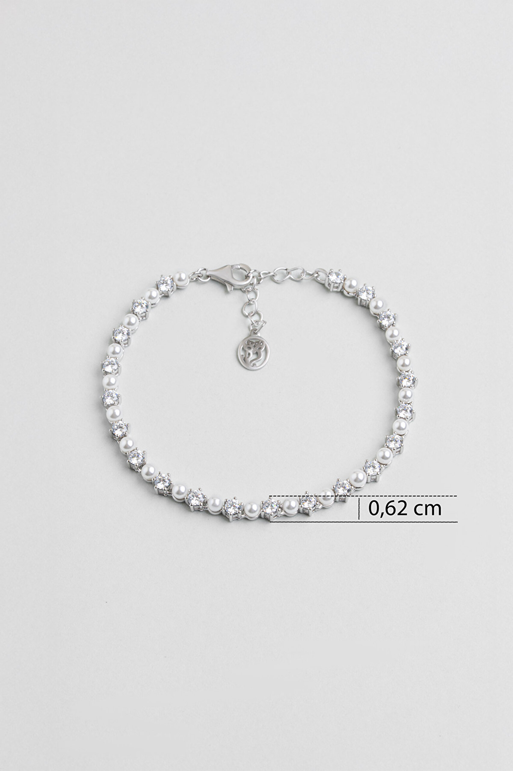 ⁠ Amelie 18 Ayar Beyaz Altın Kaplama 19 Cm Gümüş İnci Bileklik_2}