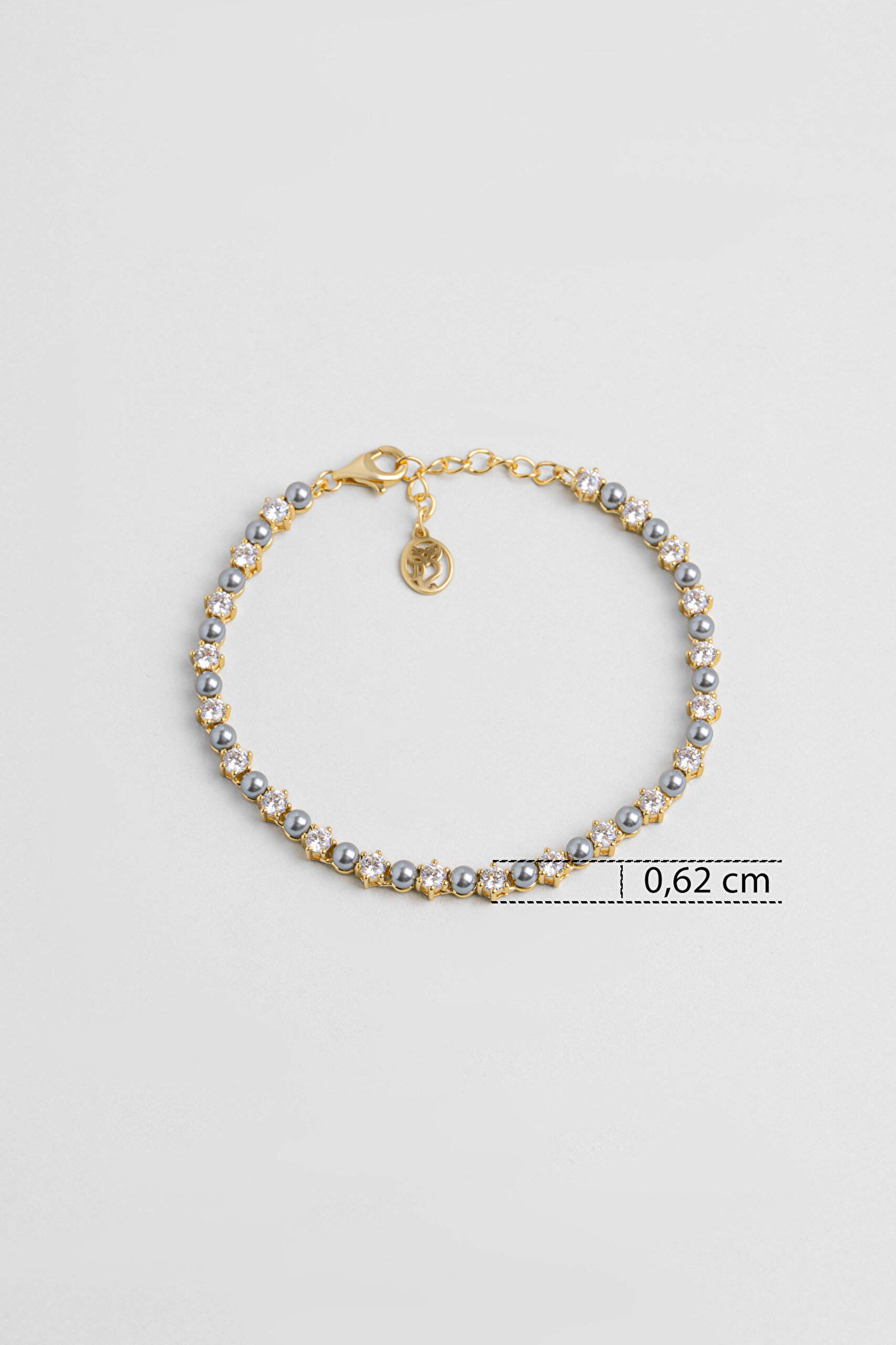 ⁠ Amelie 18 Ayar Sarı Altın Kaplama 19 Cm Gümüş İnci Bileklik_2}