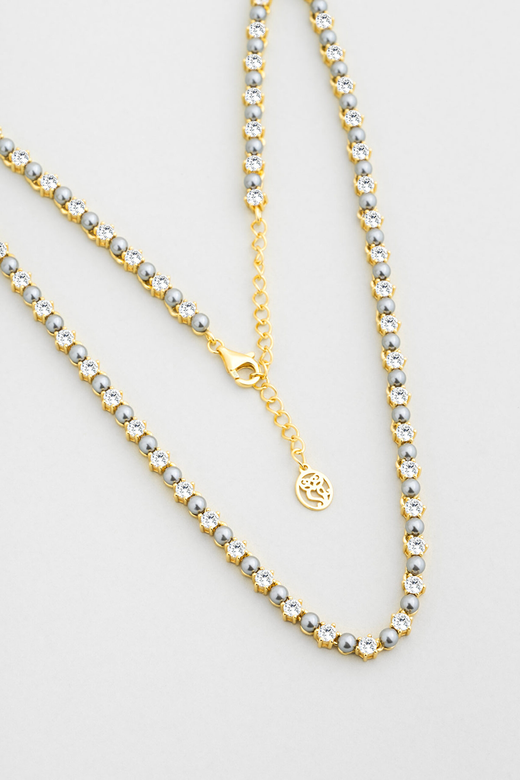 ⁠ Amelie 18 Ayar Sarı Altın Kaplama 45 Cm Gümüş İnci Kolye_0}