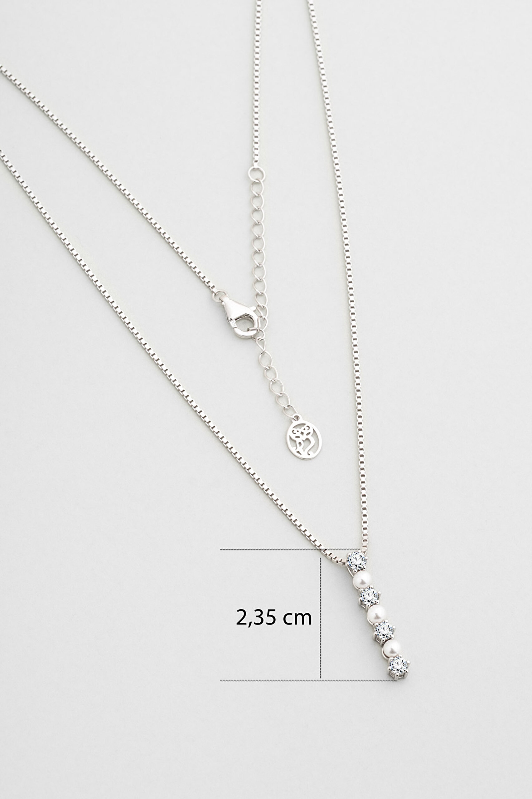 ⁠ Marie 18 Ayar Beyaz Altın Kaplama 45 Cm Gümüş İnci Kolye_2}
