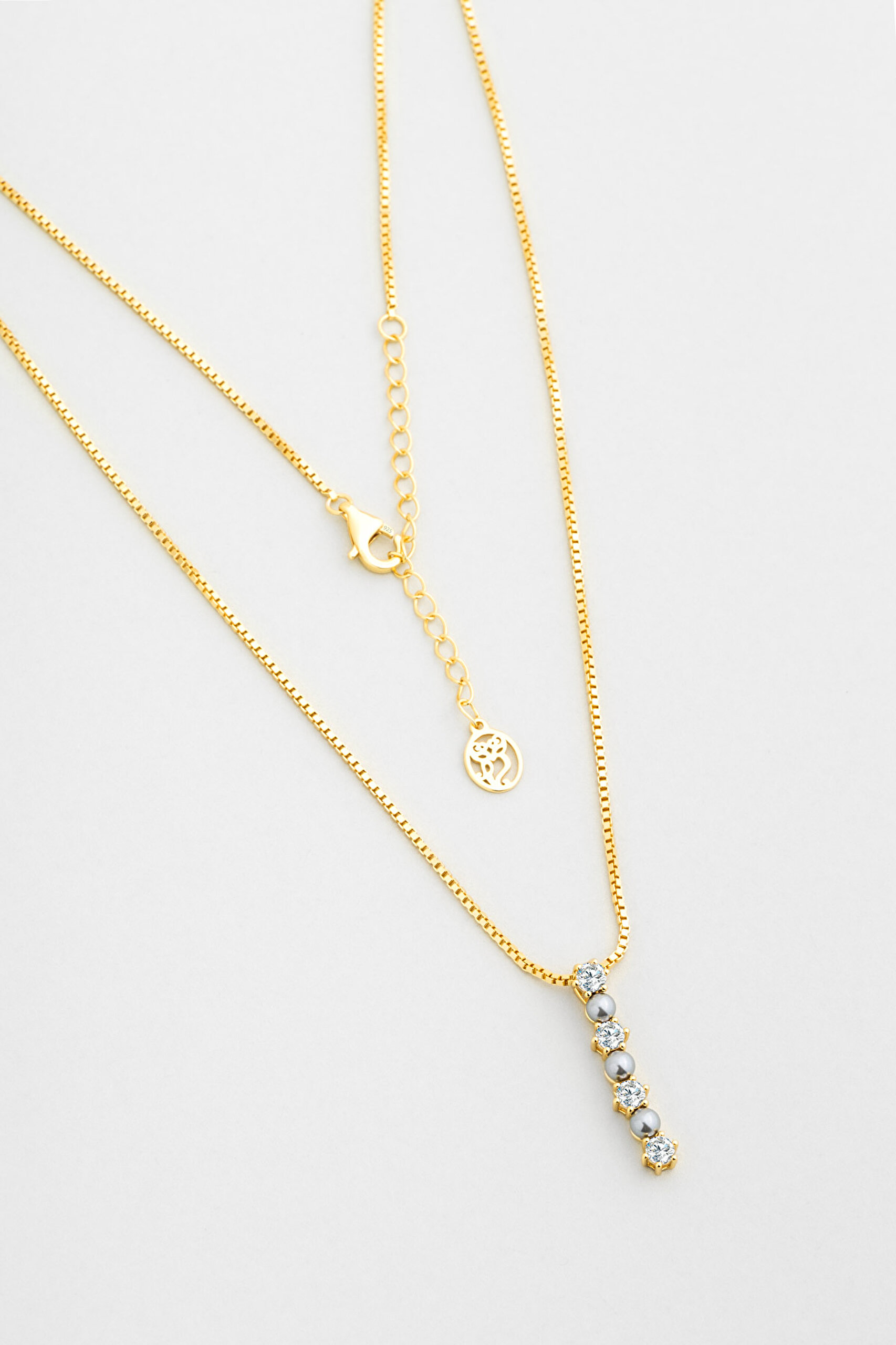 ⁠ Marie 18 Ayar Sarı Altın Kaplama 45 Cm Gümüş İnci Kolye_0}