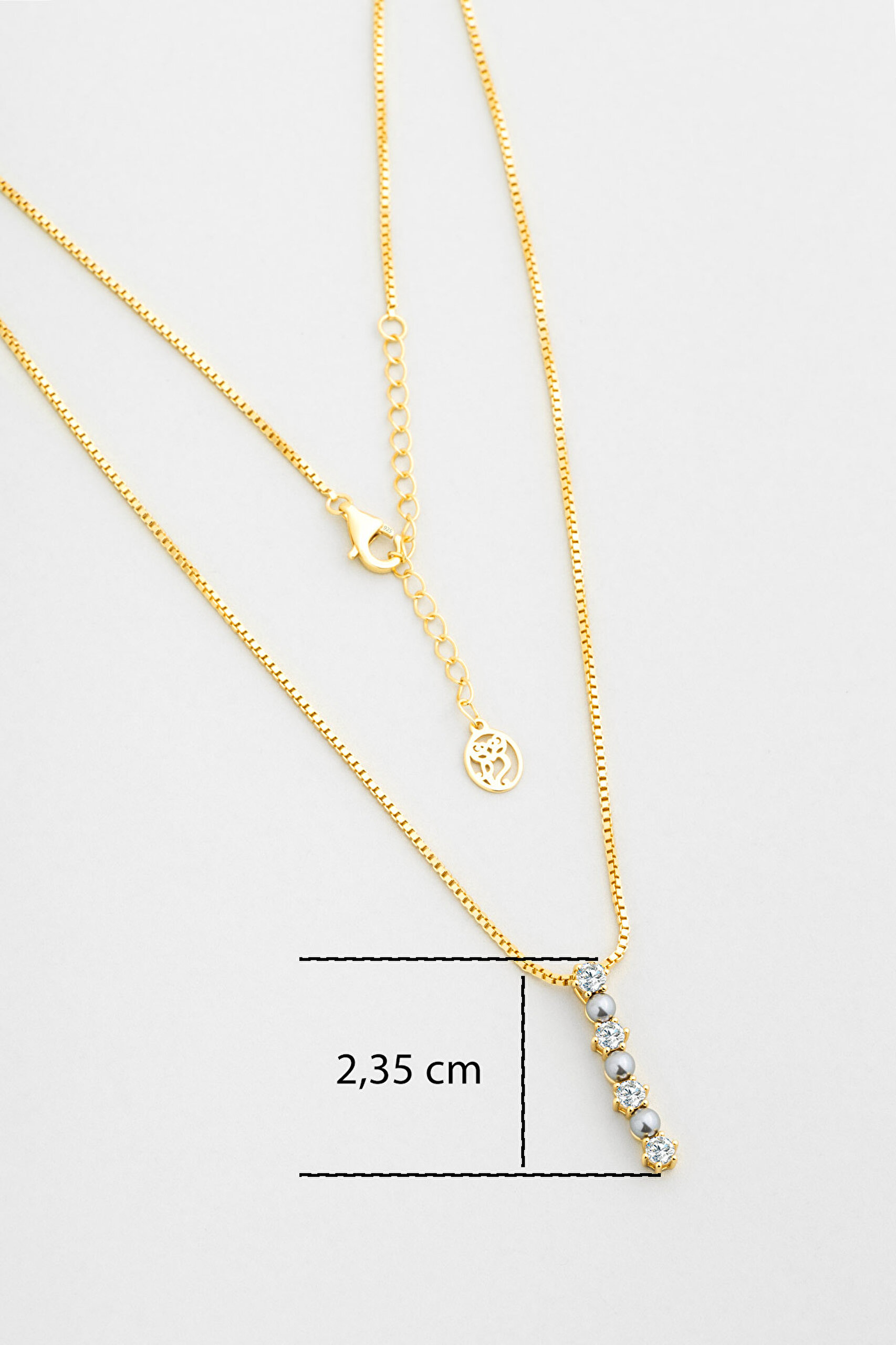 ⁠ Marie 18 Ayar Sarı Altın Kaplama 45 Cm Gümüş İnci Kolye_2}