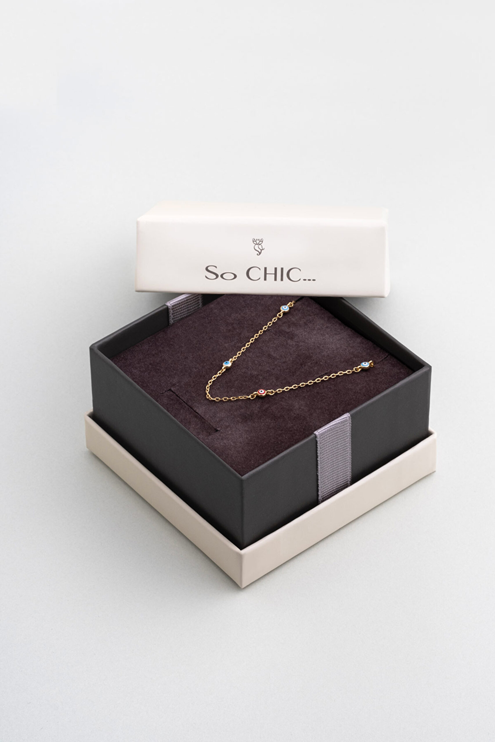 ⁠ Minimal Nazar 18 Ayar Sarı Altın Kaplama 43 Cm Gümüş Kolye_5}