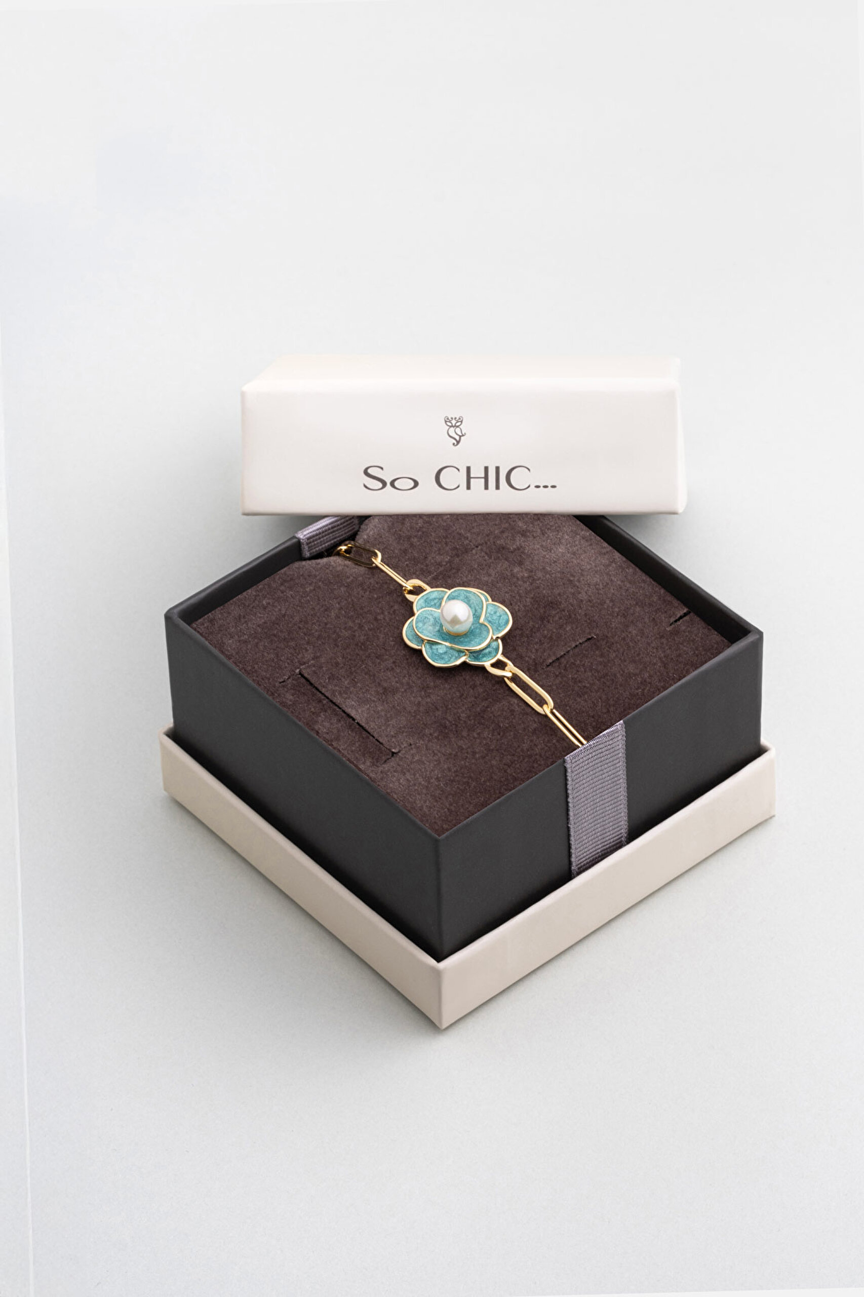 ⁠ Kamelya Çiçeği 18 Ayar Sarı Altın Kaplama 19 Cm Gümüş Zincir Bileklik_5}