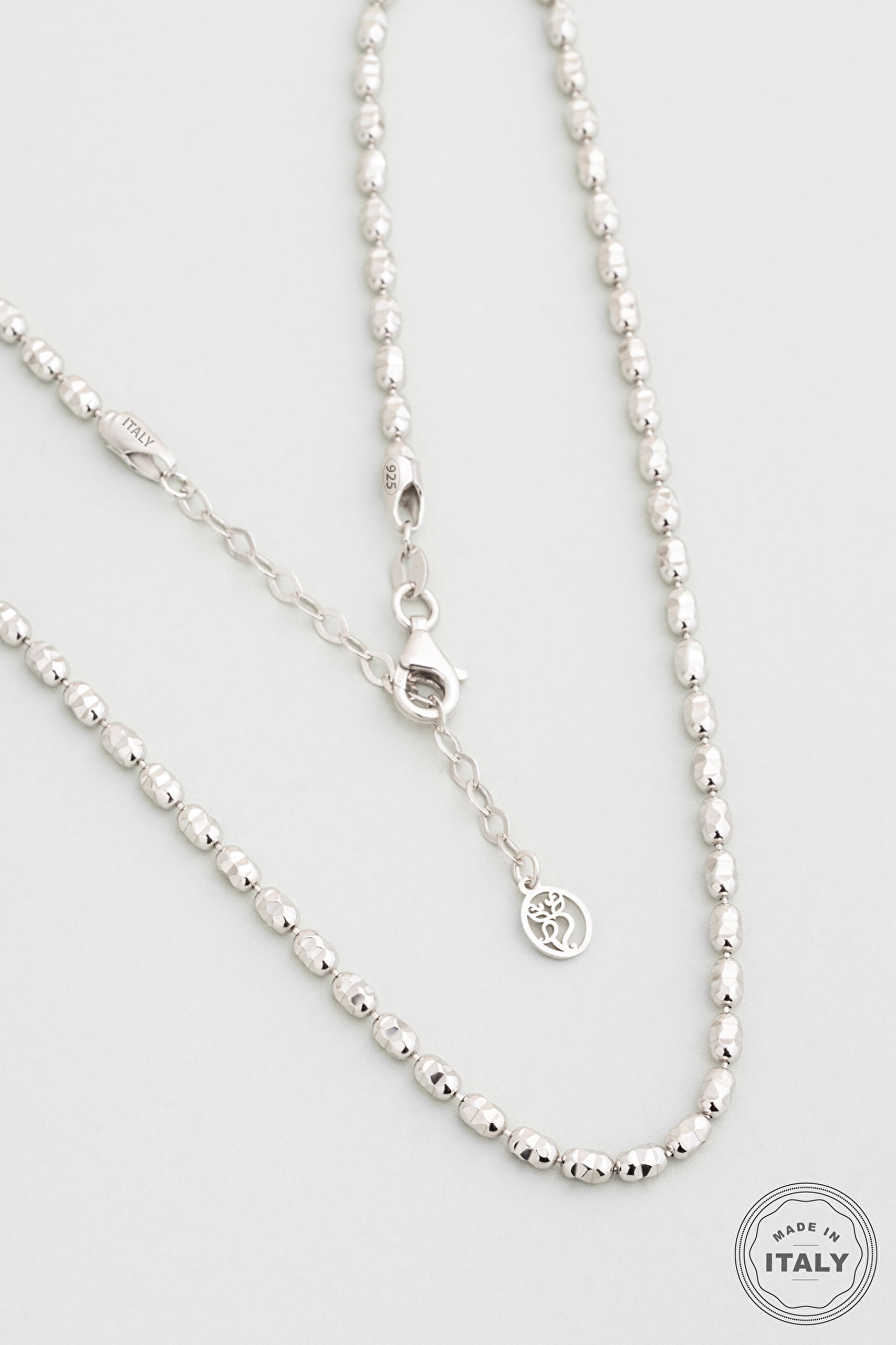 ⁠ Iris İtalyan 18 Ayar Beyaz Altın Kaplama 45 Cm Gümüş Kolye_0}