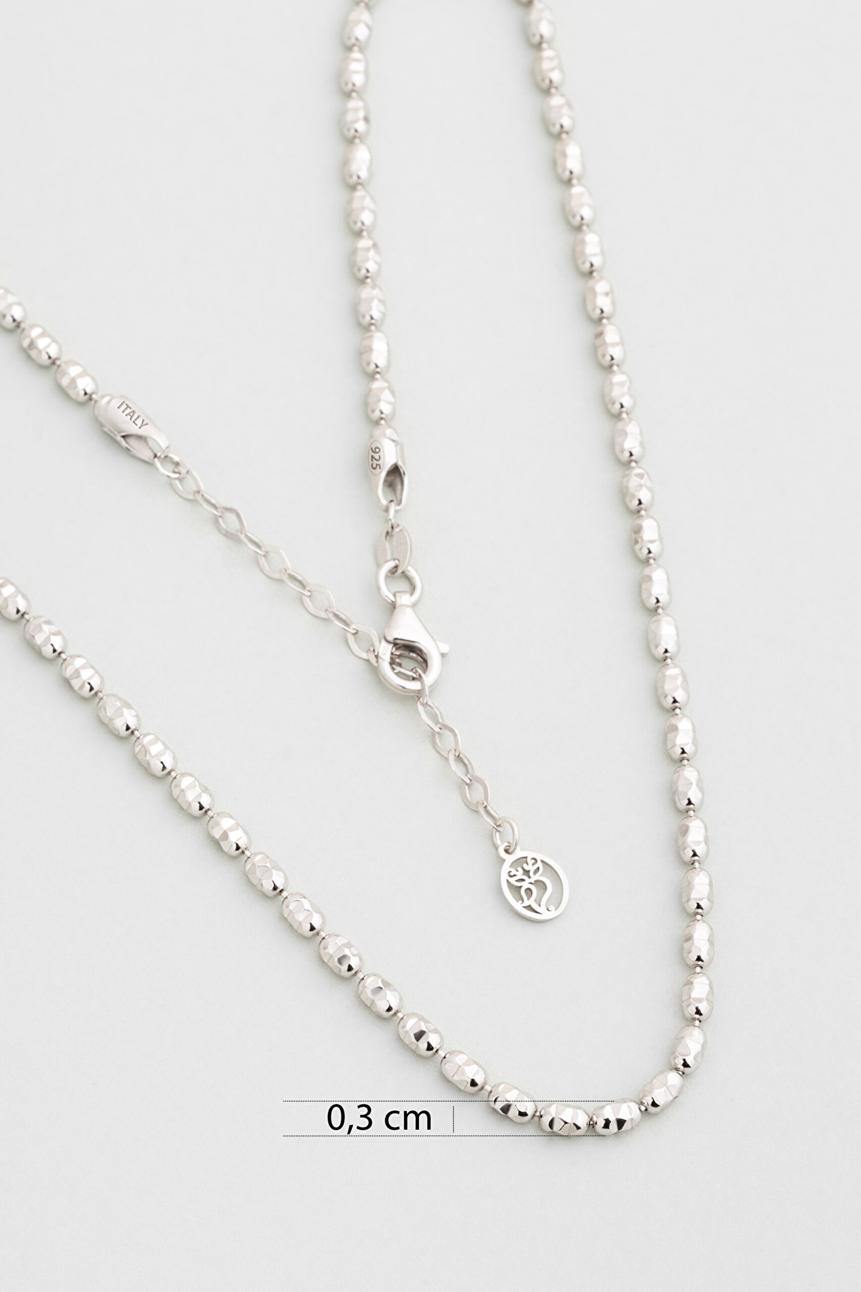 ⁠ Iris İtalyan 18 Ayar Beyaz Altın Kaplama 45 Cm Gümüş Kolye_2}