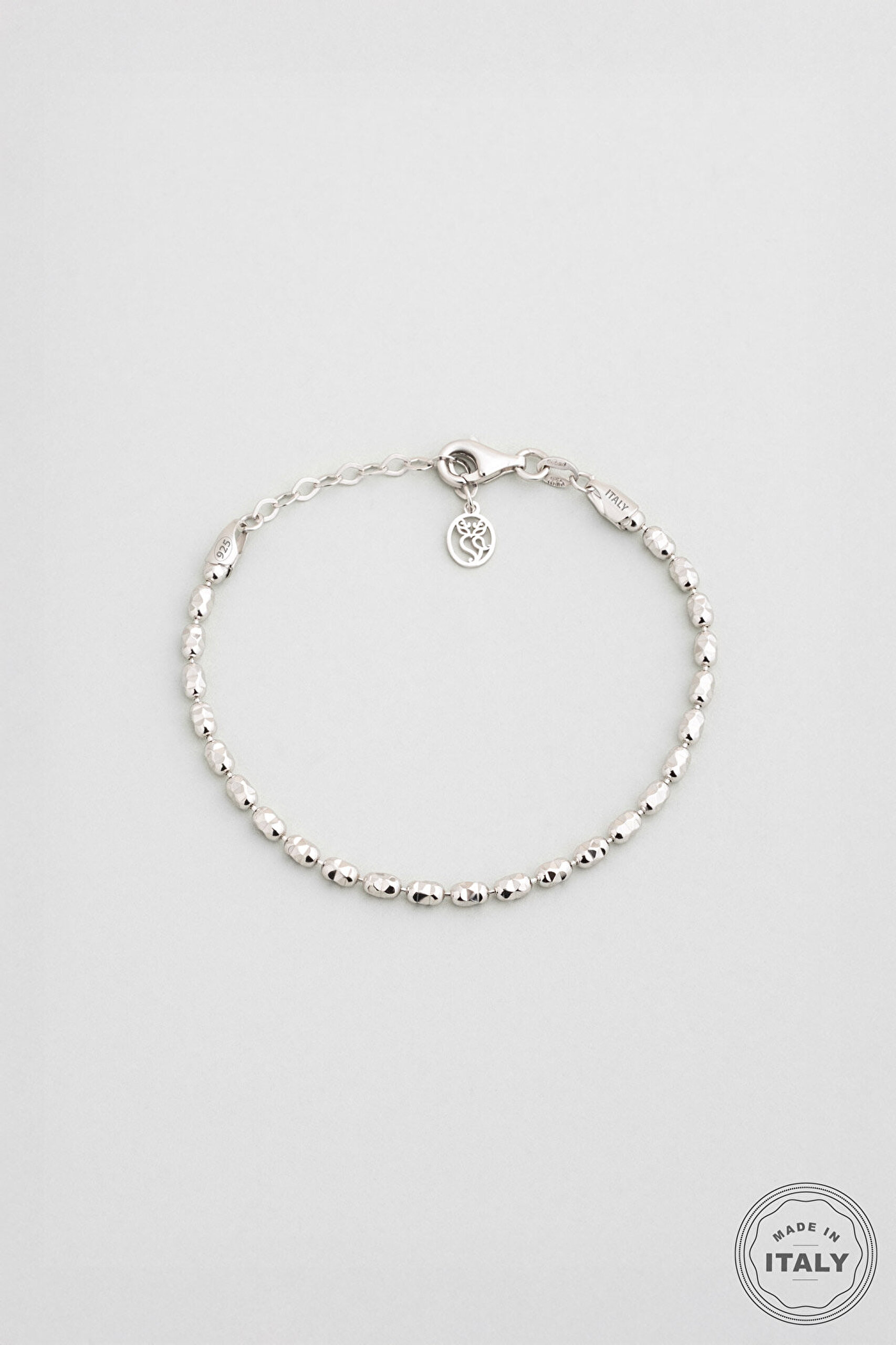 Iris İtalyan 18 Ayar Beyaz Altın Kaplama 19 Cm Gümüş Bileklik - 0