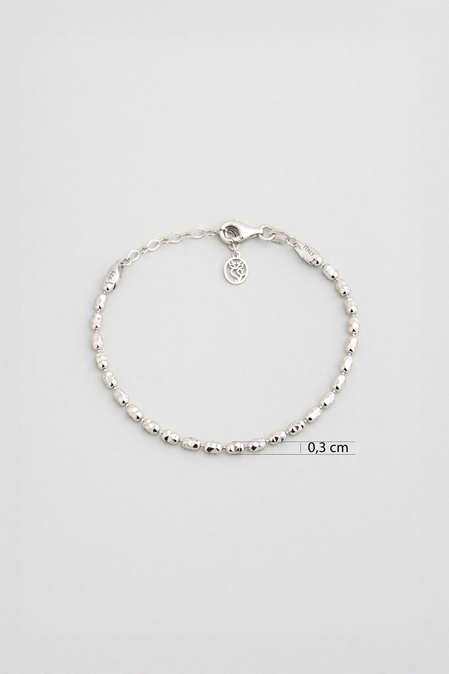 Iris İtalyan 18 Ayar Beyaz Altın Kaplama 19 Cm Gümüş Bileklik - 2