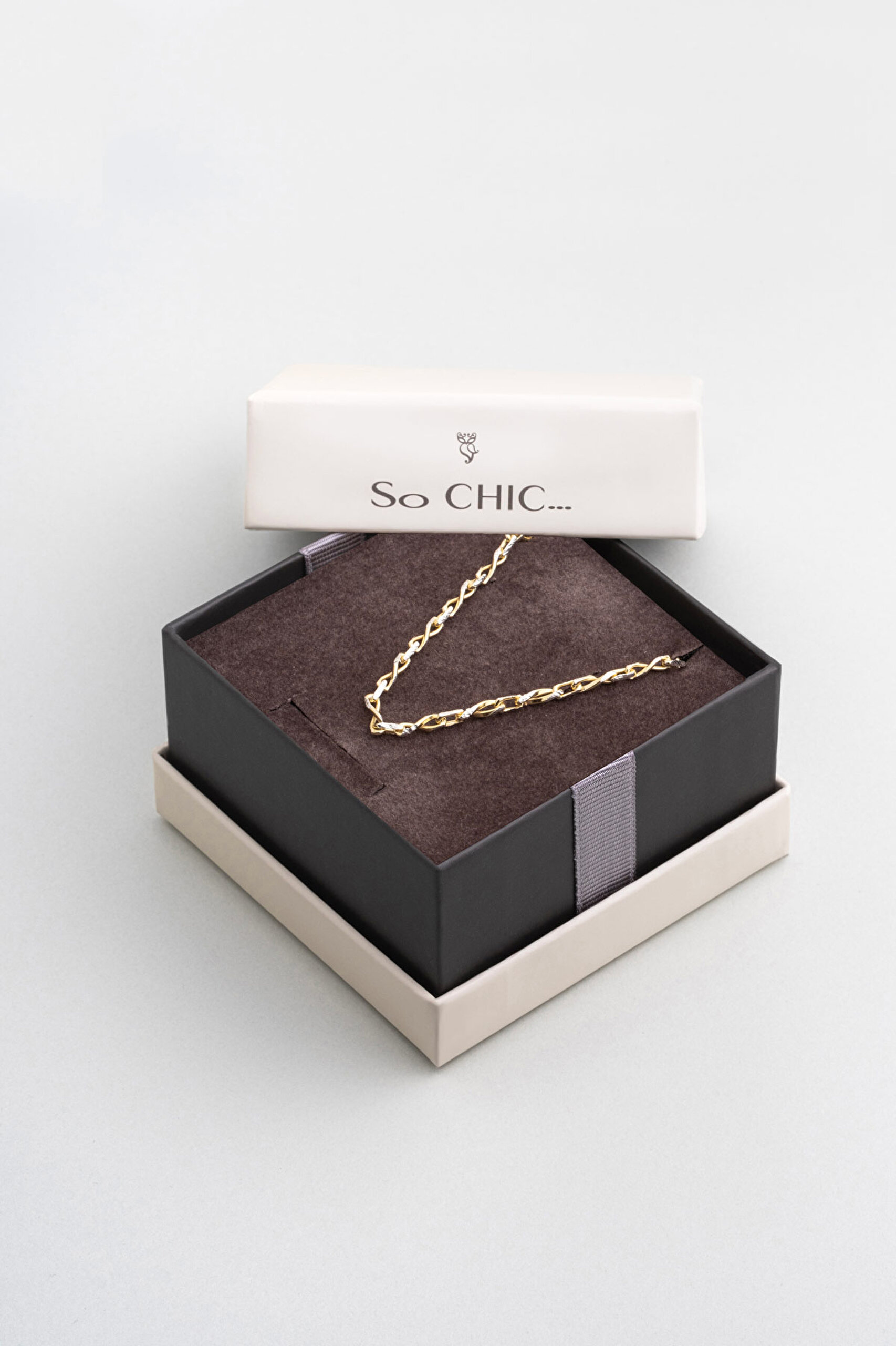 ⁠ Cassandra İtalyan 18 Ayar Sarı Ve Beyaz Altın Kaplama 45 Cm Gümüş Kolye_5}