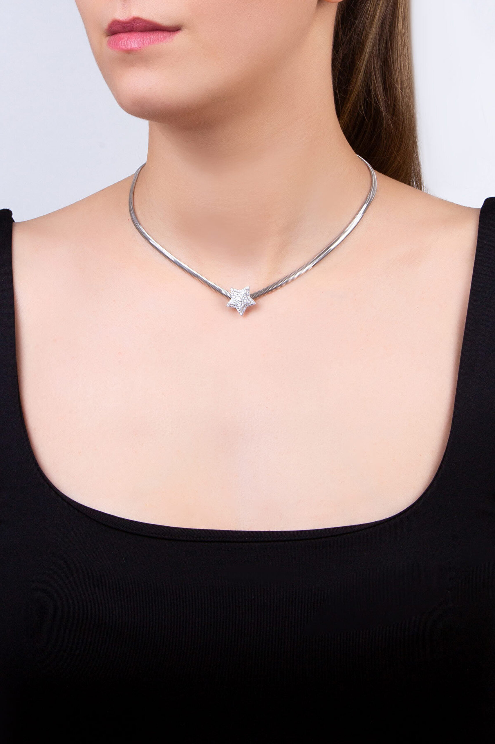 Akşam Yıldızı 18 Ayar Beyaz Altın Kaplama Gümüş Charm - 6