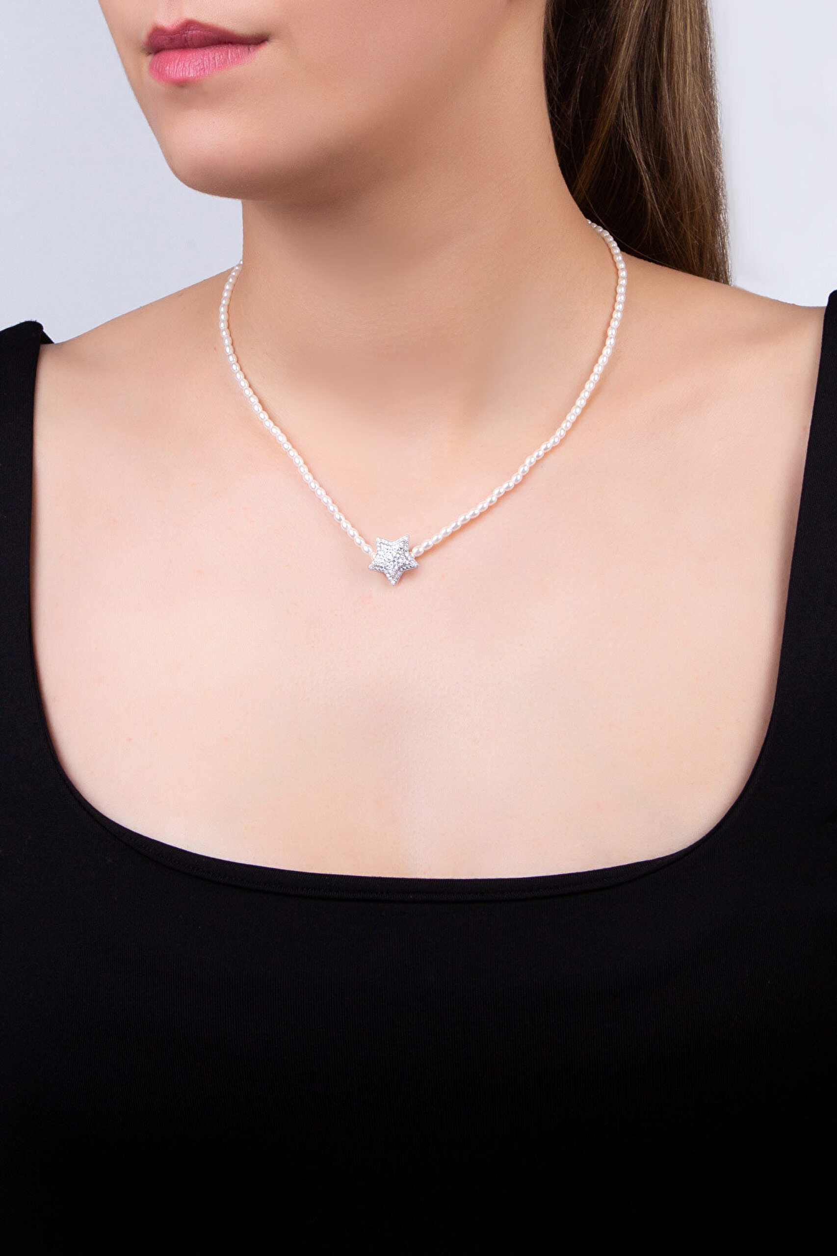 Akşam Yıldızı 18 Ayar Beyaz Altın Kaplama Gümüş Charm - 5