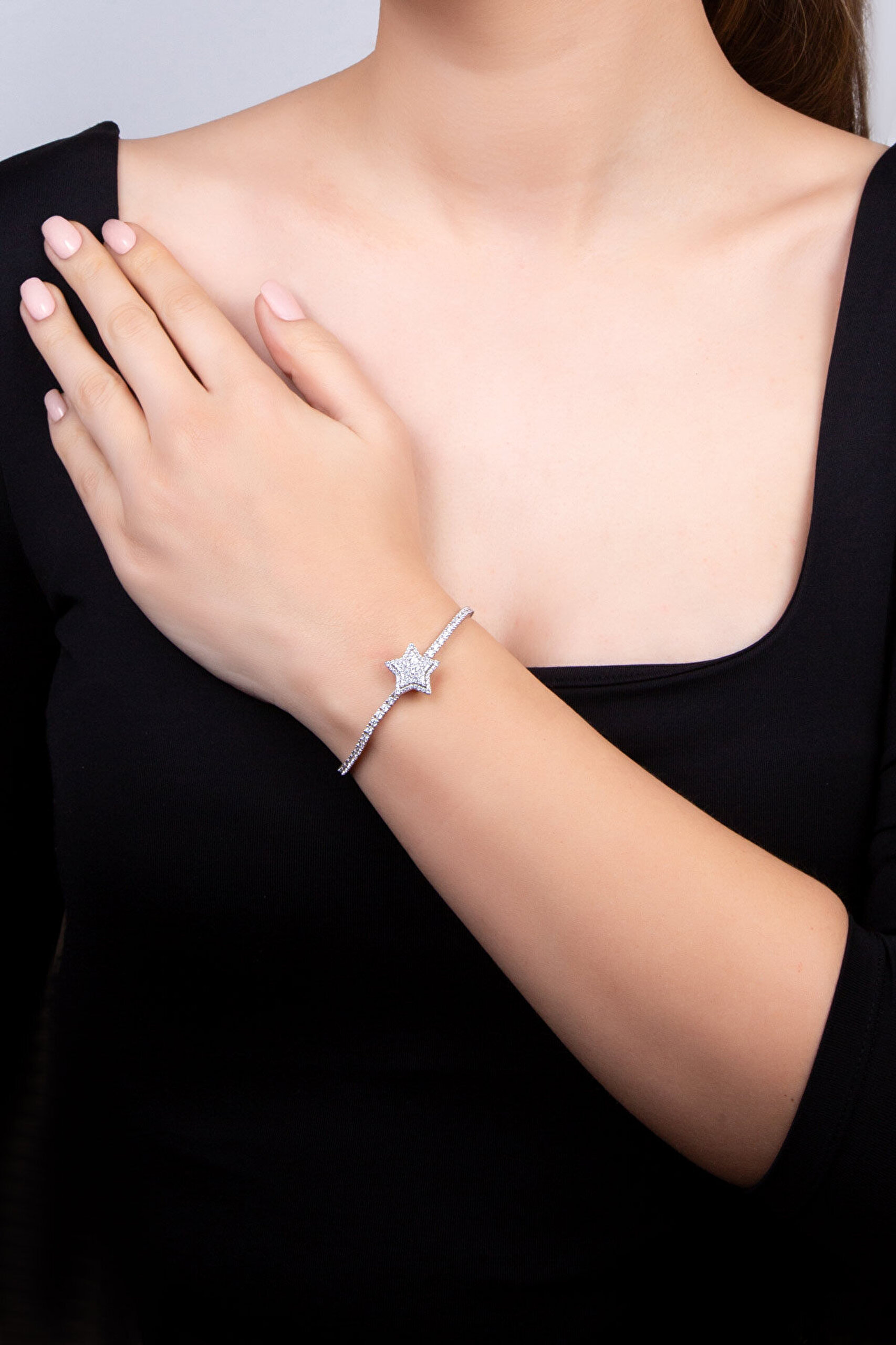 Akşam Yıldızı 18 Ayar Beyaz Altın Kaplama Gümüş Charm - 7